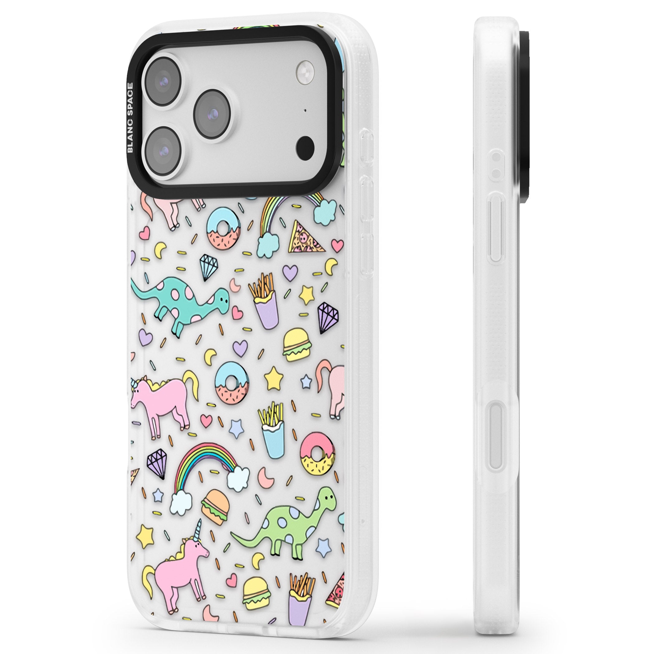 Cute Pattern iPhone 17 Pro Max Impact Air Clear Phone Case Side Profile