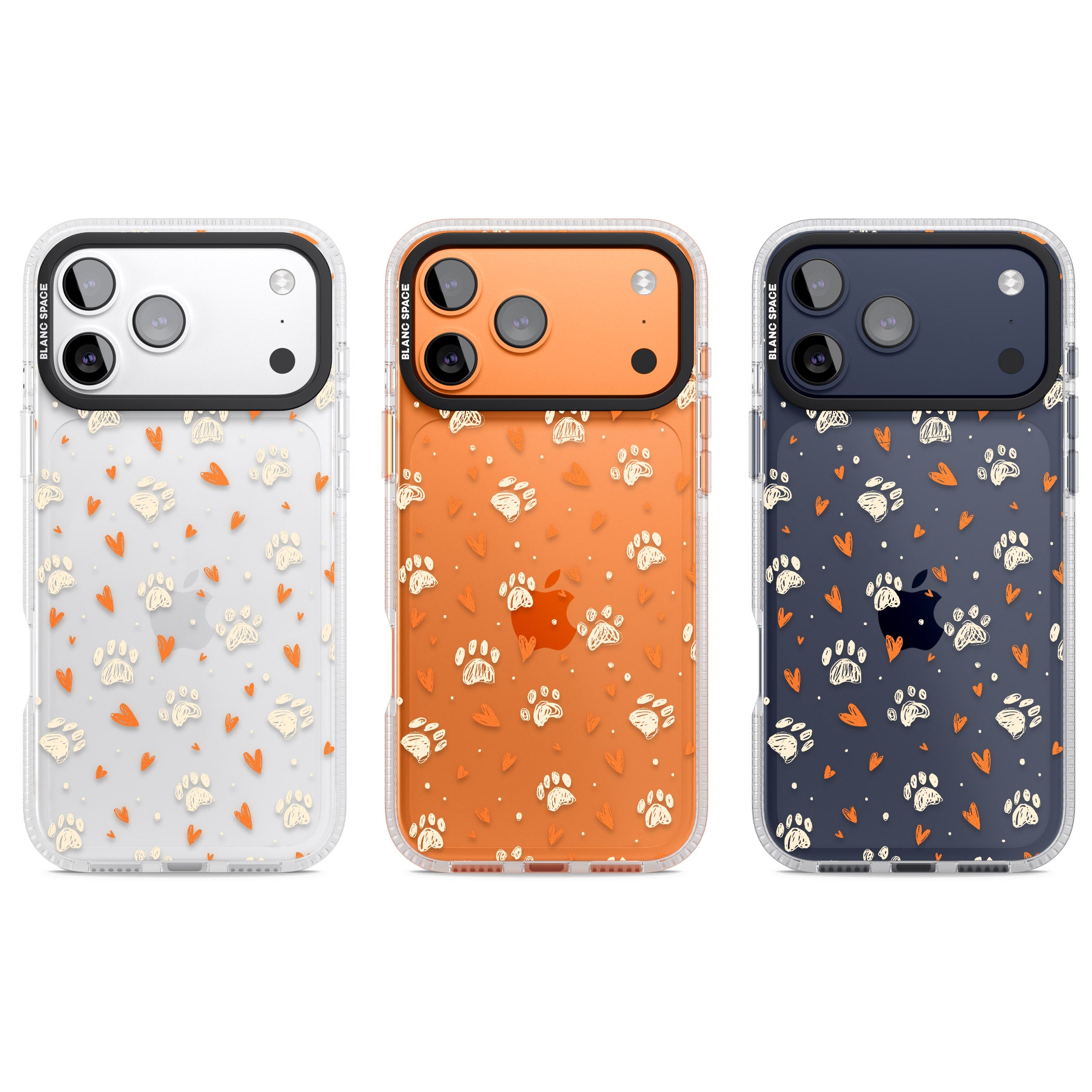 Paws And Hearts Pattern iPhone 17 Pro Impact Air Clear Phone Case APT Impact Protection