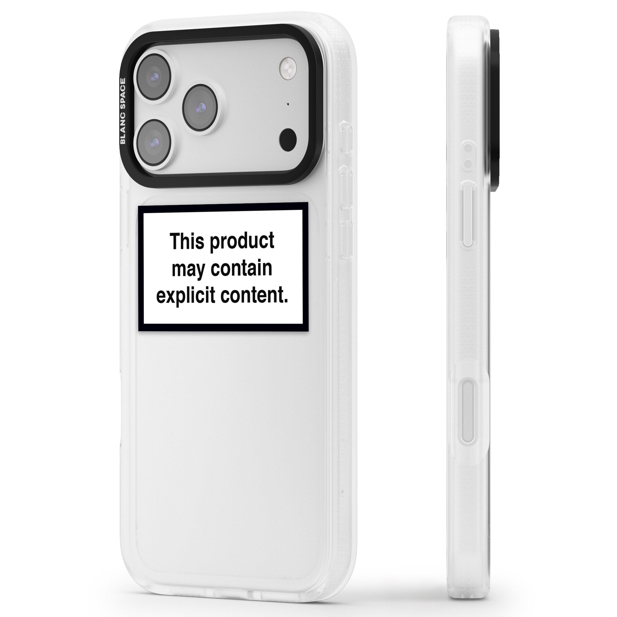 Contains Explicit Content iPhone 17 Pro Max Impact Air Clear Phone Case Side Profile