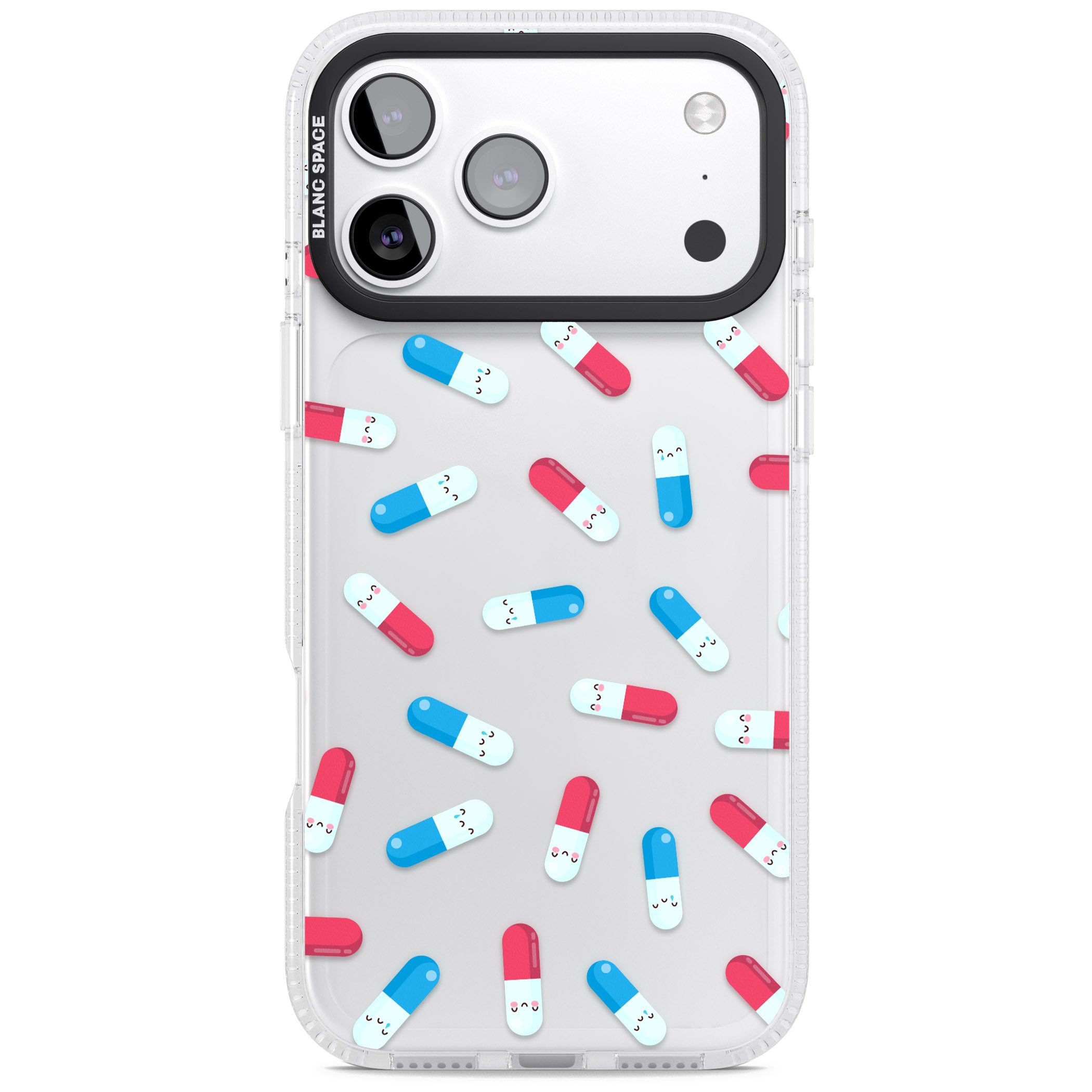 Kawaii Pill Pattern iPhone 17 Pro Max Impact Air Clear Phone Case