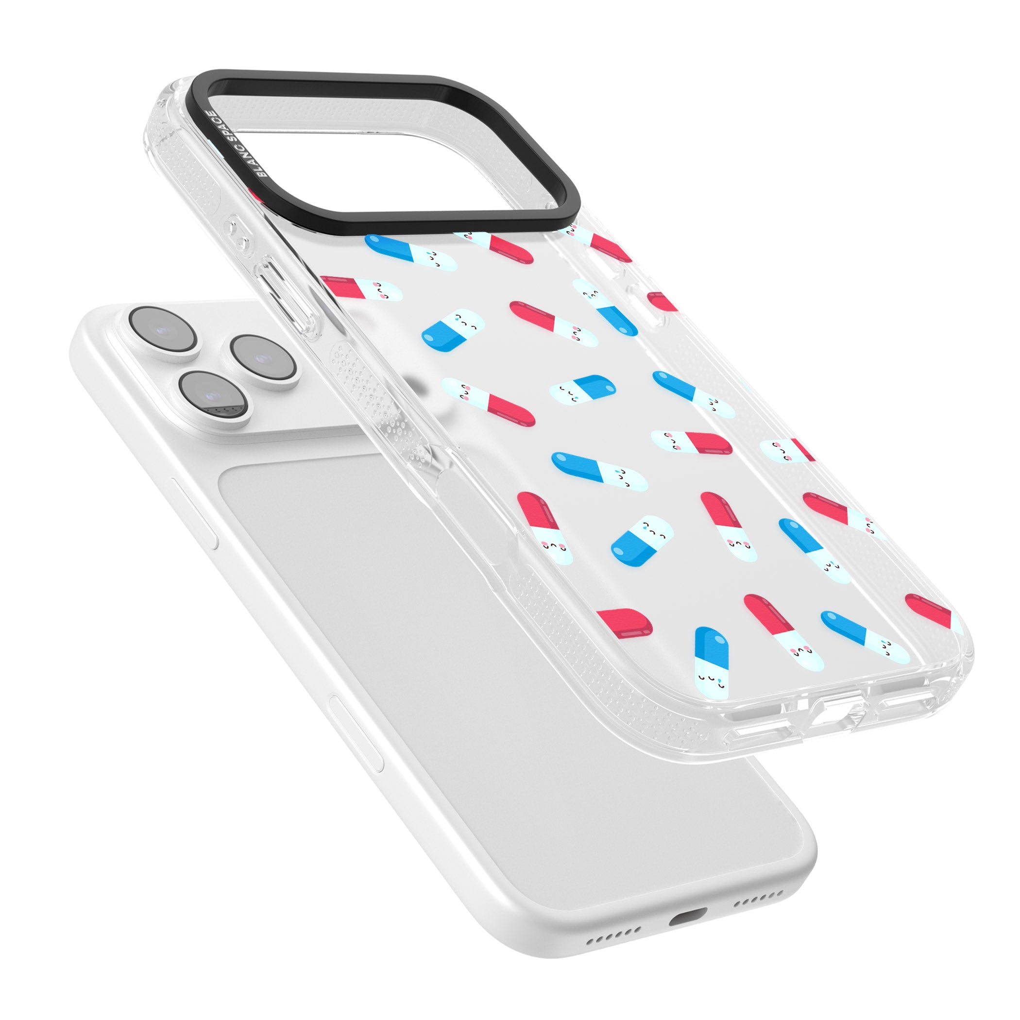 Kawaii Pill Pattern iPhone 17 Pro Max Impact Air Clear Phone Case Colours
