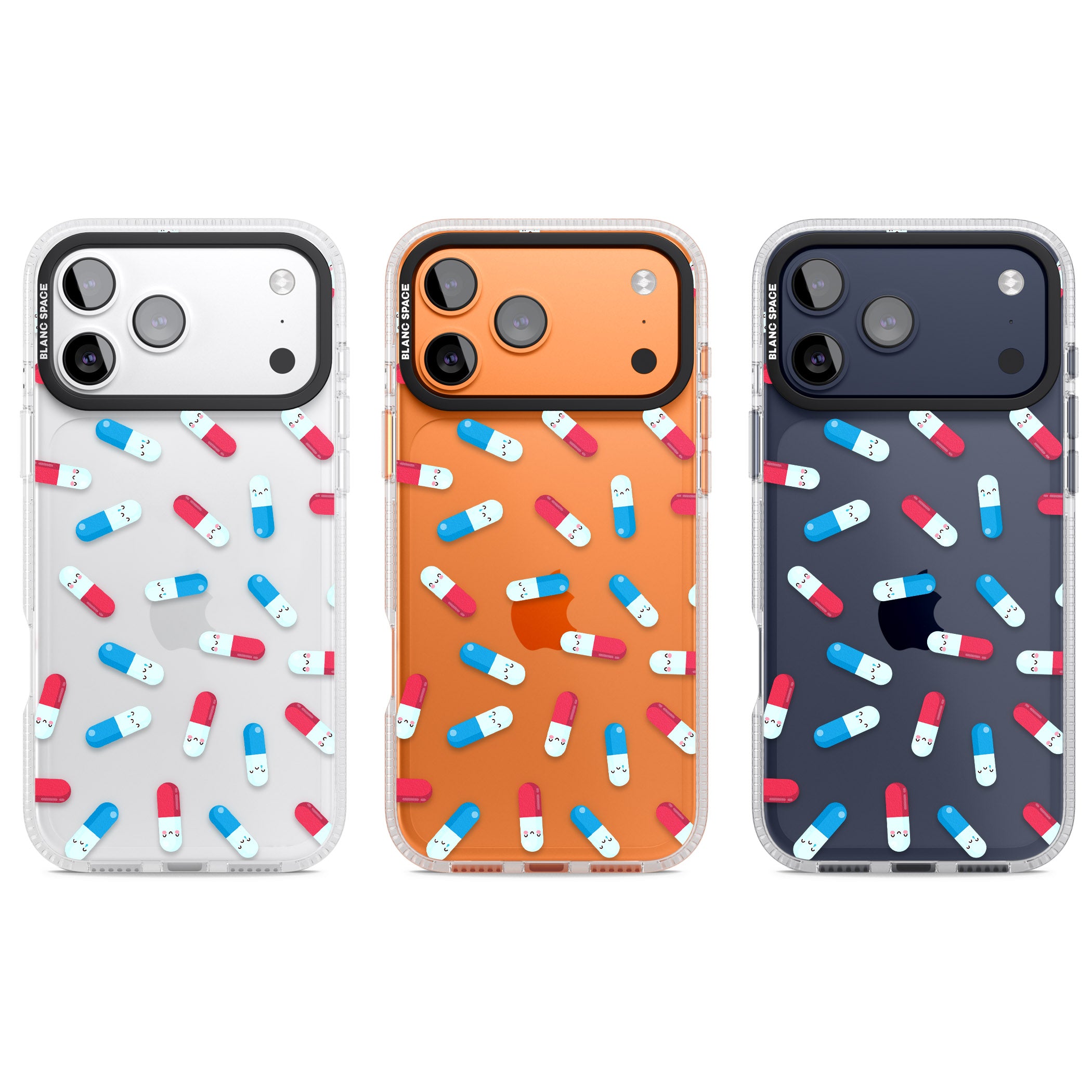 Kawaii Pill Pattern iPhone 17 Pro Impact Air Clear Phone Case APT Impact Protection