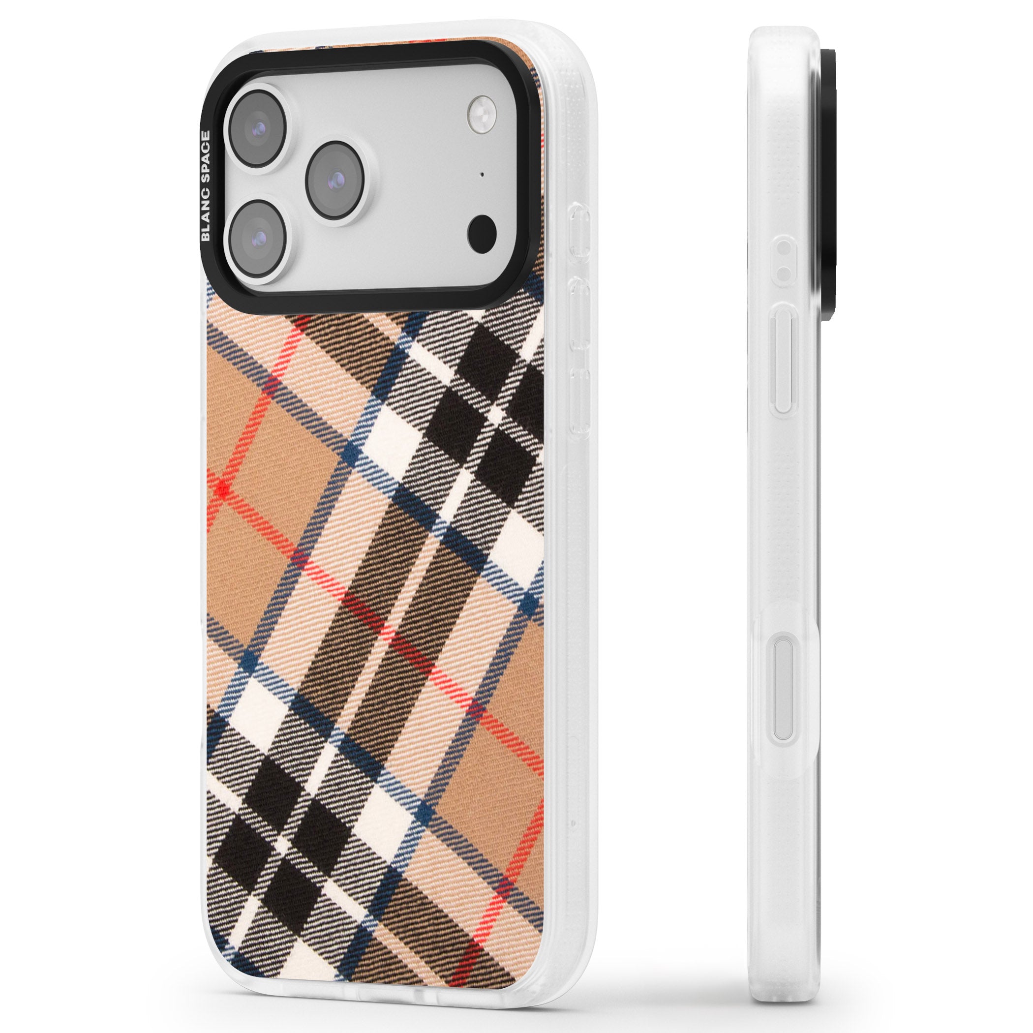 Haymarket Check iPhone 17 Pro Max Impact Air Clear Phone Case Side Profile