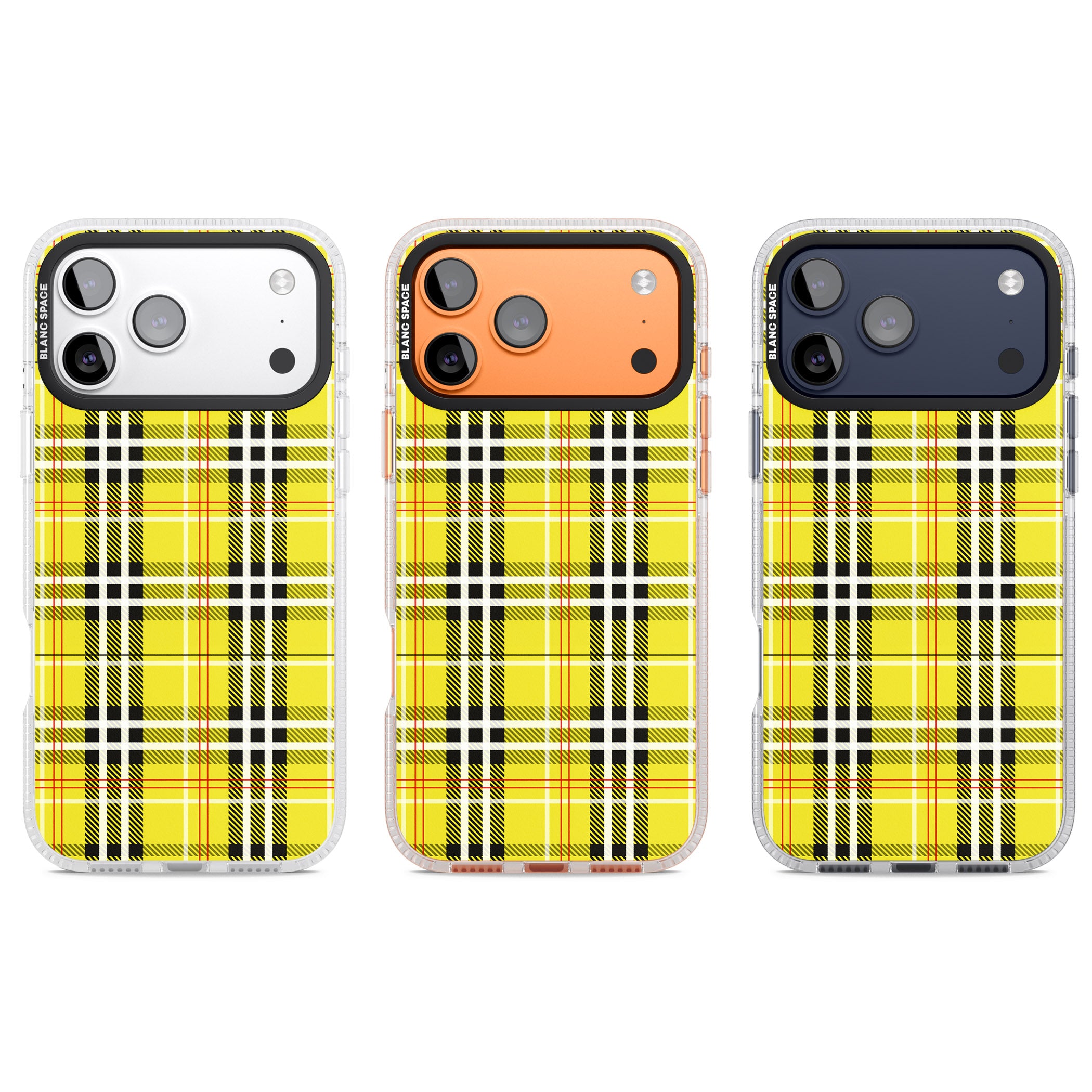 Yellow Plaid iPhone 17 Pro Impact Air Clear Phone Case APT Impact Protection