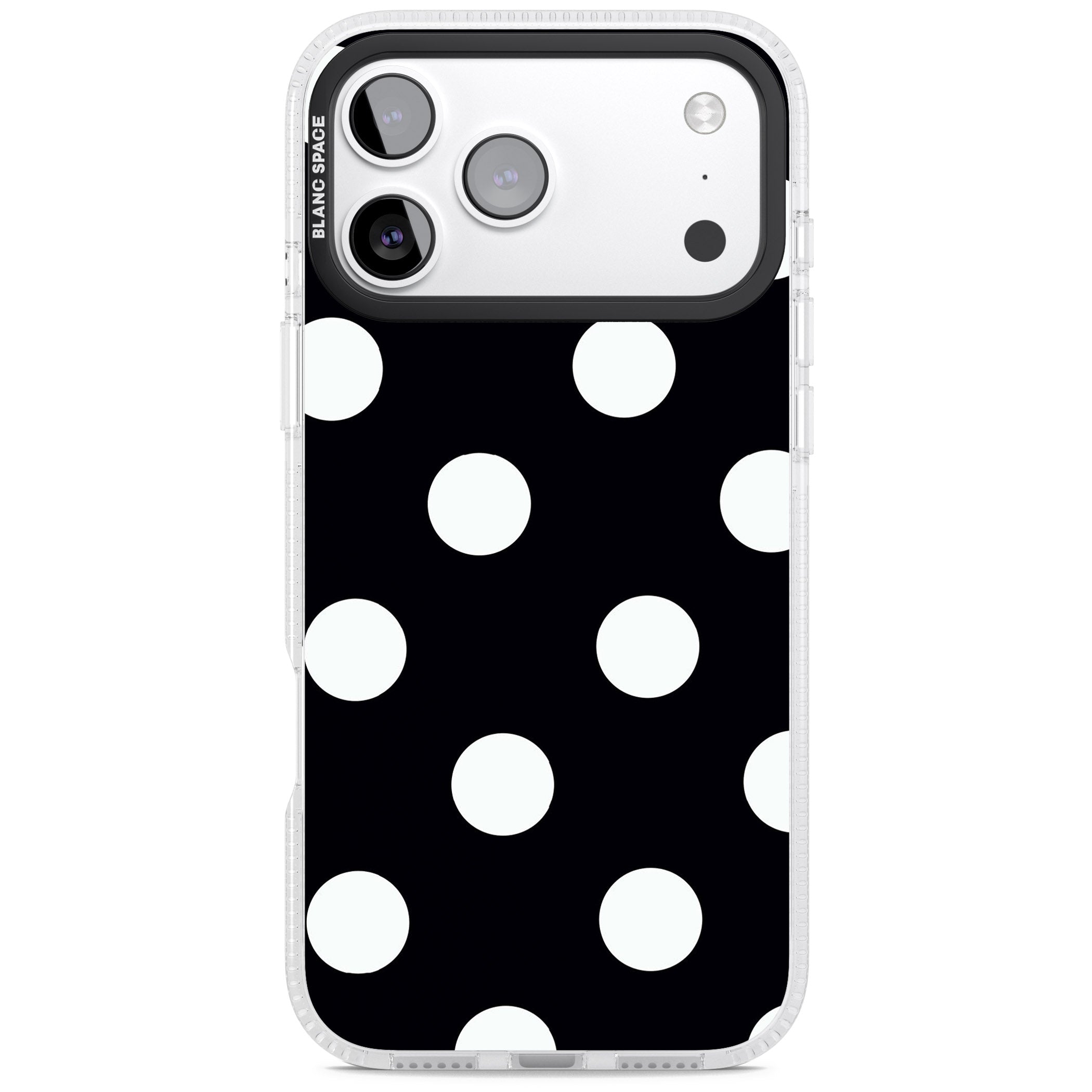 Chic Black Polka Dot iPhone 17 Pro Max Impact Air Clear Phone Case