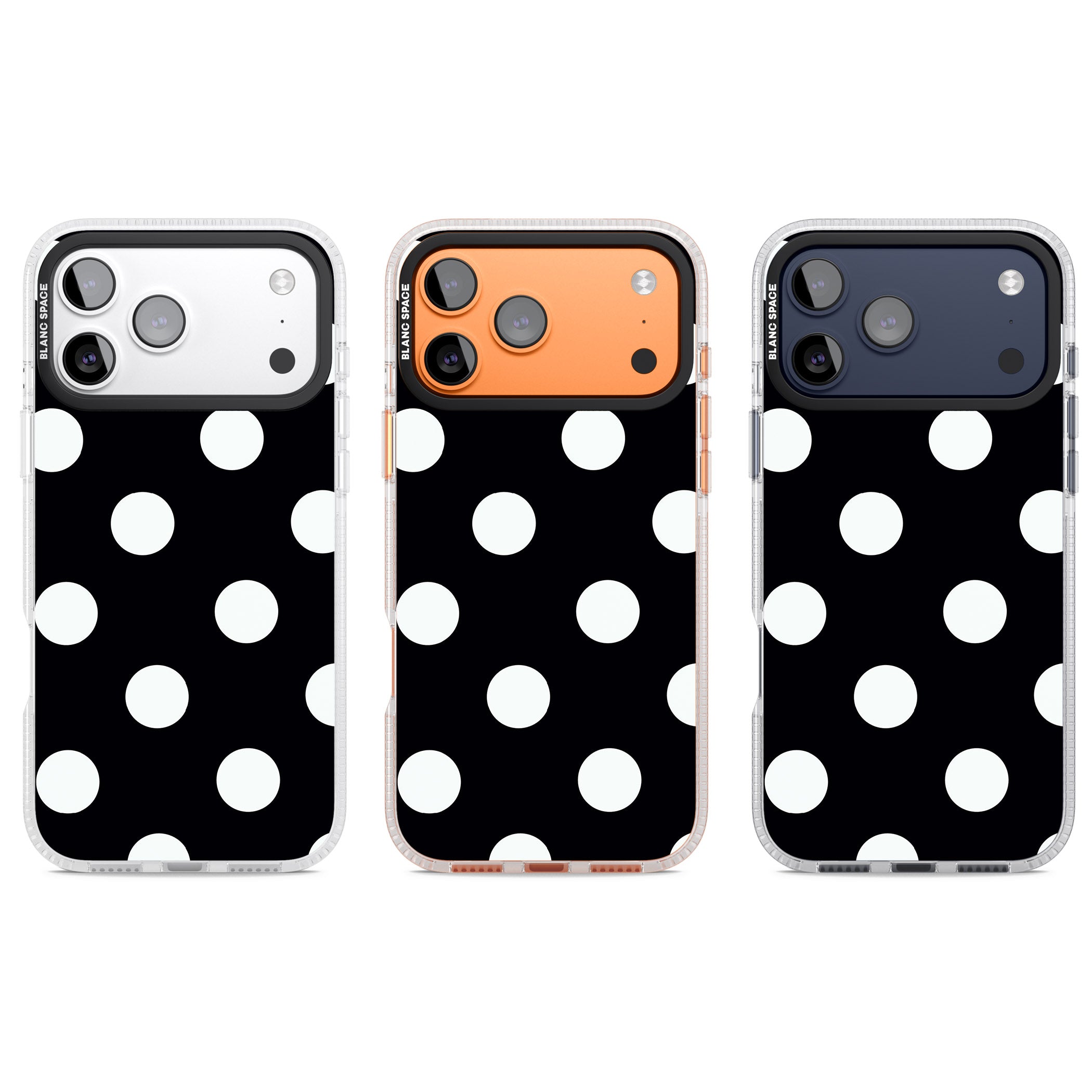 Chic Black Polka Dot iPhone 17 Pro Impact Air Clear Phone Case APT Impact Protection