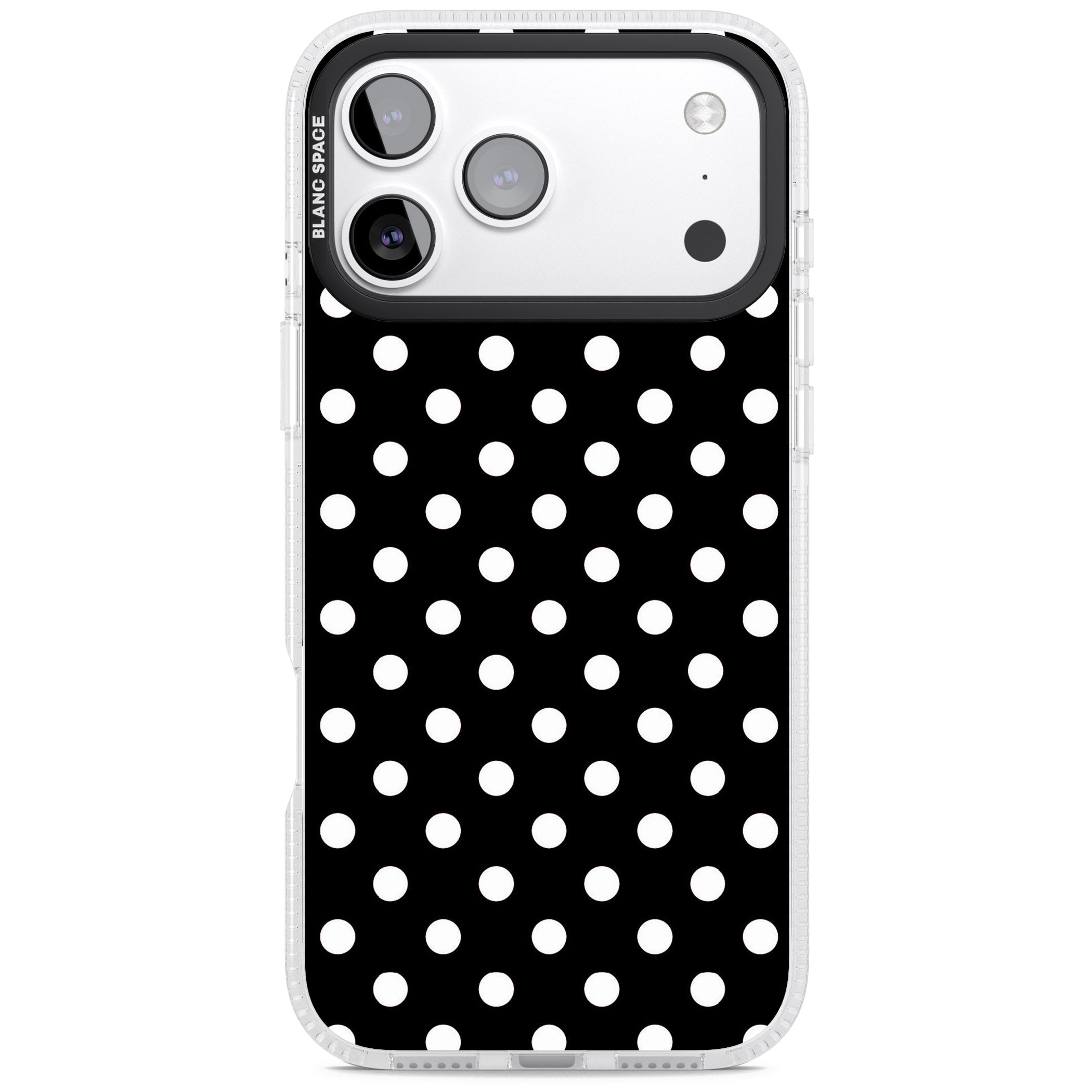 Designer Chic Black Polka Dot iPhone 17 Pro Max Impact Air Clear Phone Case