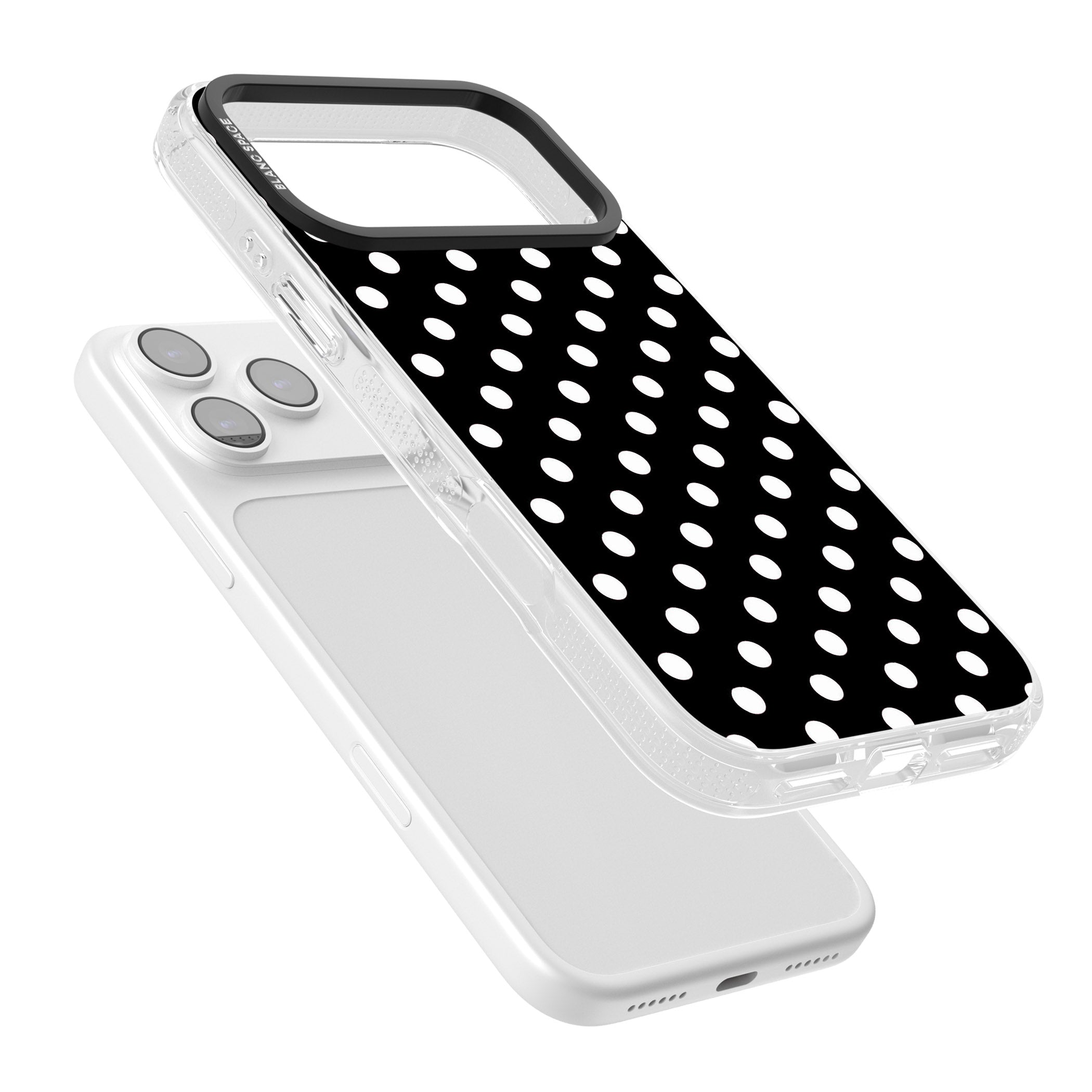 Designer Chic Black Polka Dot iPhone 17 Pro Max Impact Air Clear Phone Case Colours