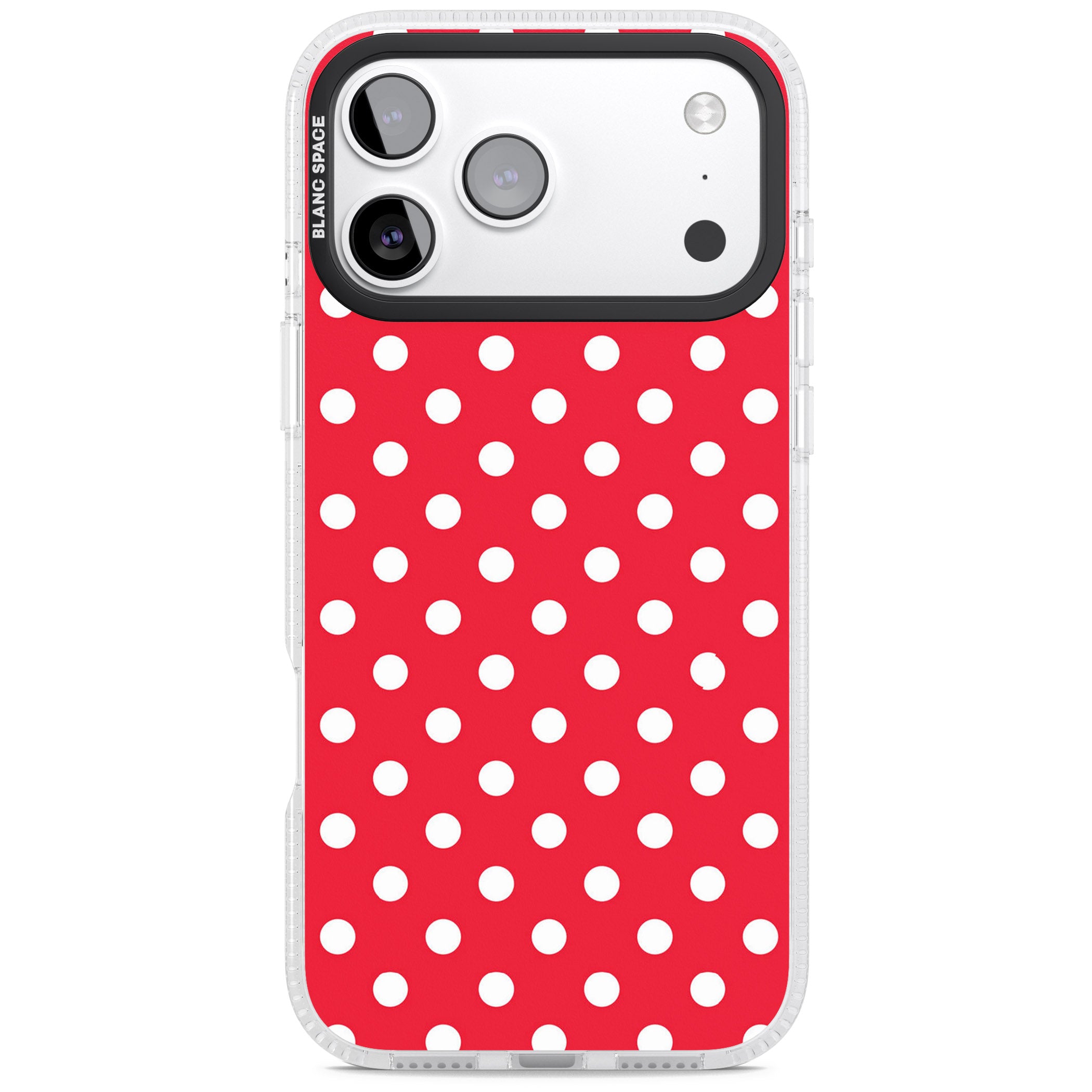 Designer Lava Red Polka Dot iPhone 17 Pro Max Impact Air Clear Phone Case