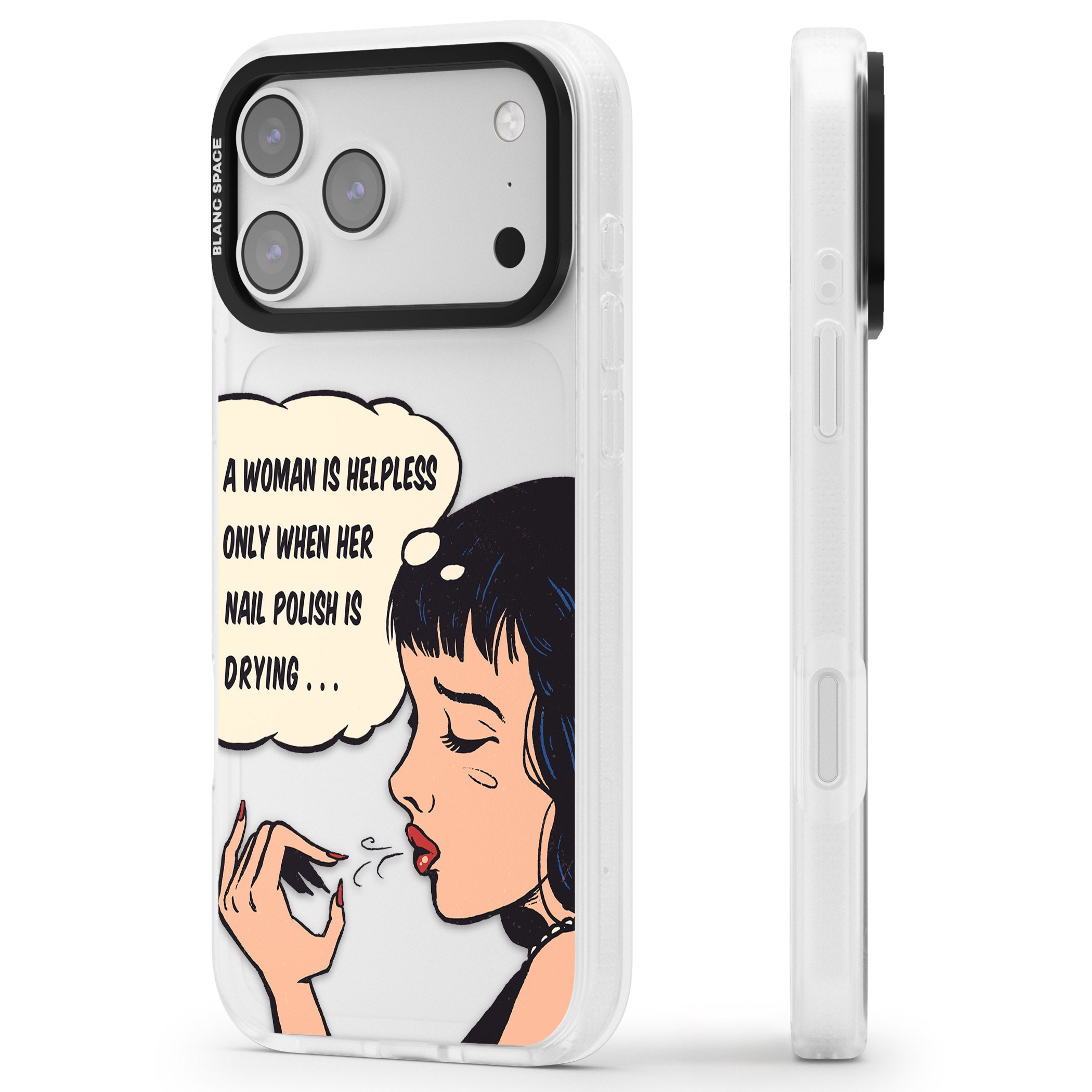 Drying Nails Pop Art iPhone 17 Pro Max Impact Air Clear Phone Case Side Profile