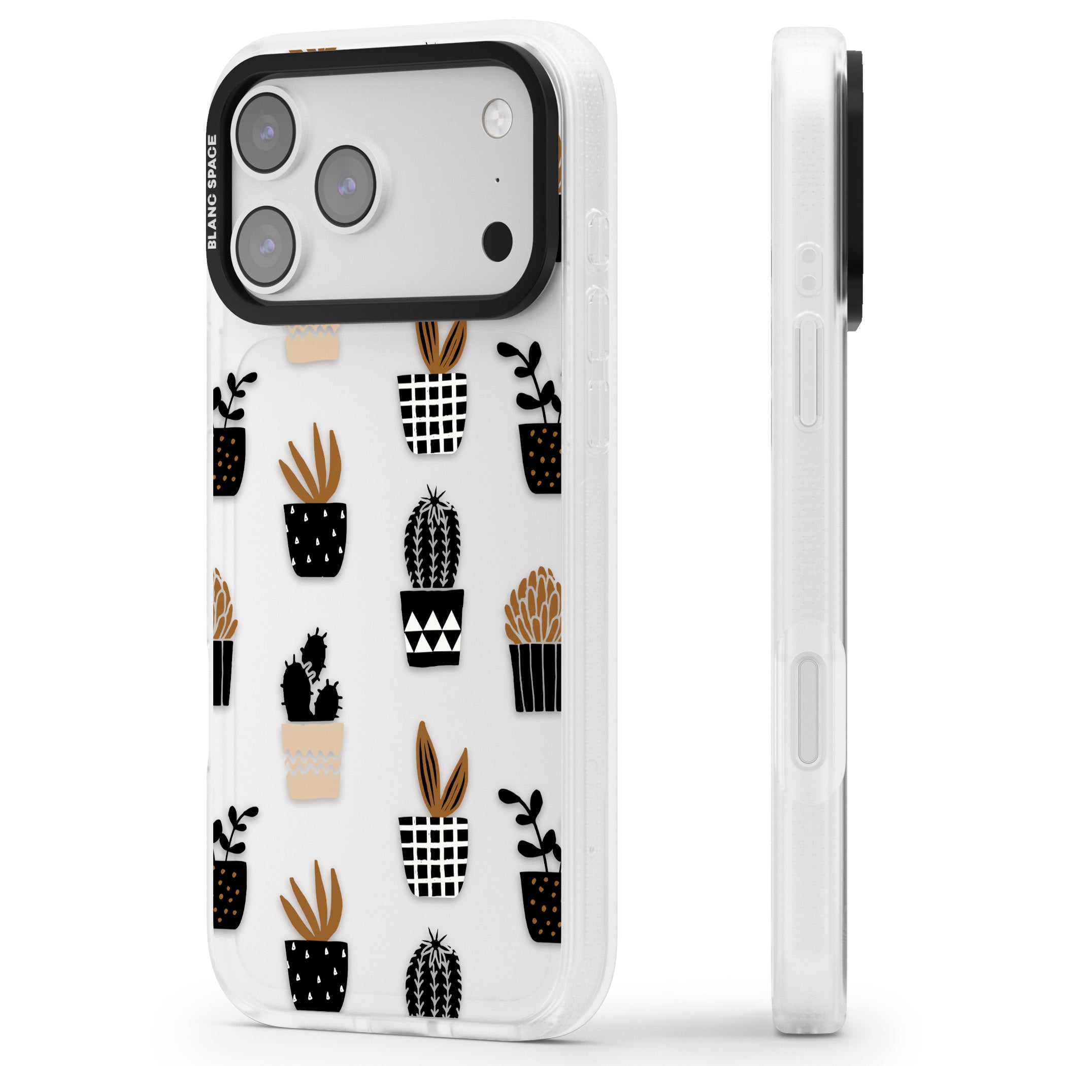 Large Mixed Plants Pattern Clear iPhone 17 Pro Max Impact Air Clear Phone Case Side Profile