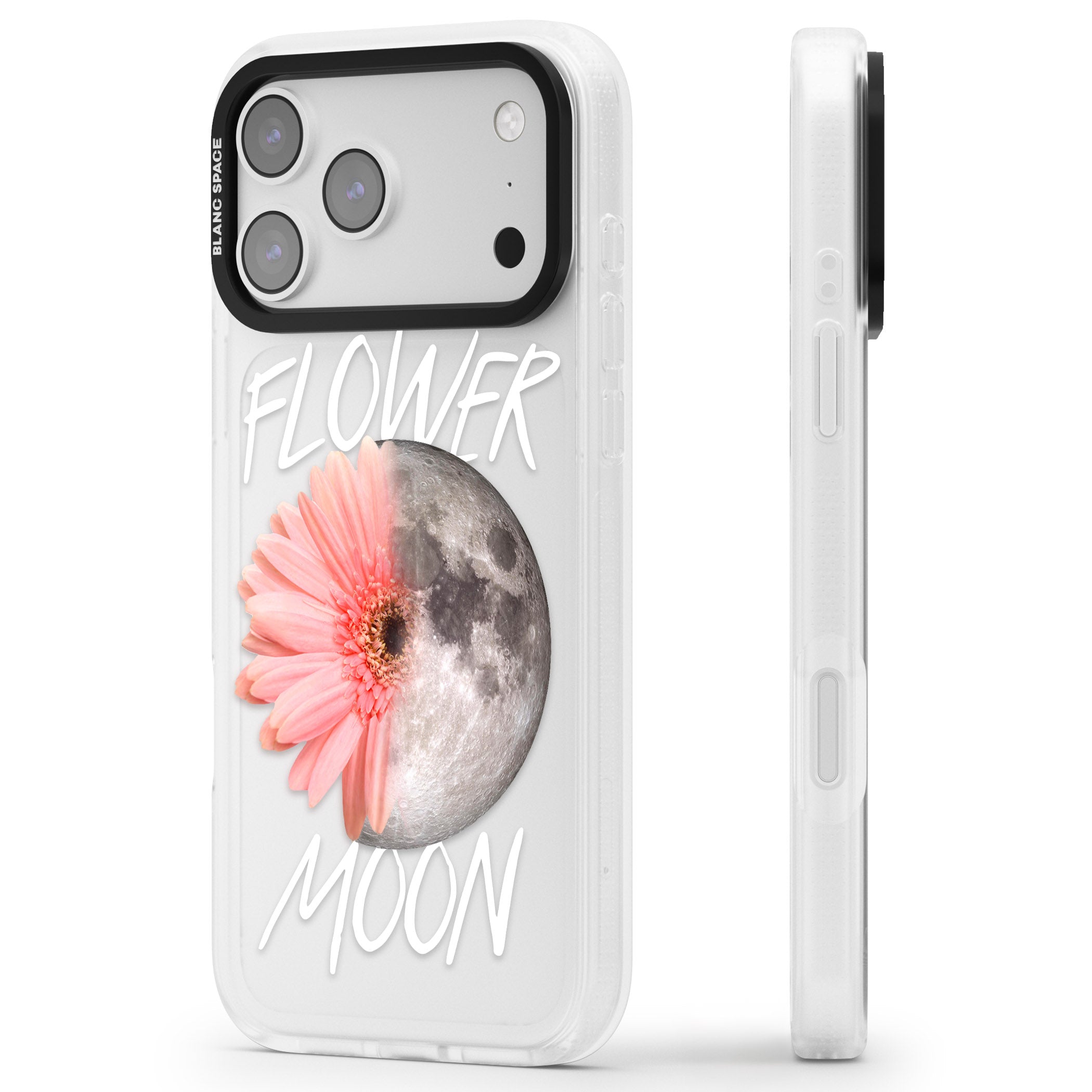 Flower Moon iPhone 17 Pro Max Impact Air Clear Phone Case Side Profile