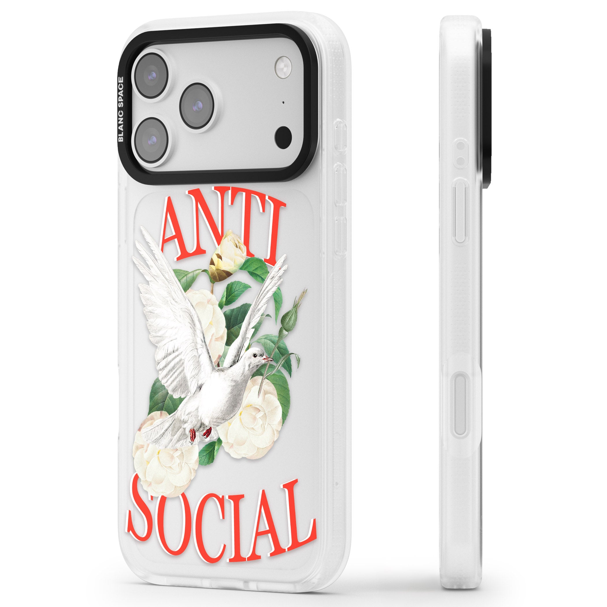 Anti Social iPhone 17 Pro Max Impact Air Clear Phone Case Side Profile
