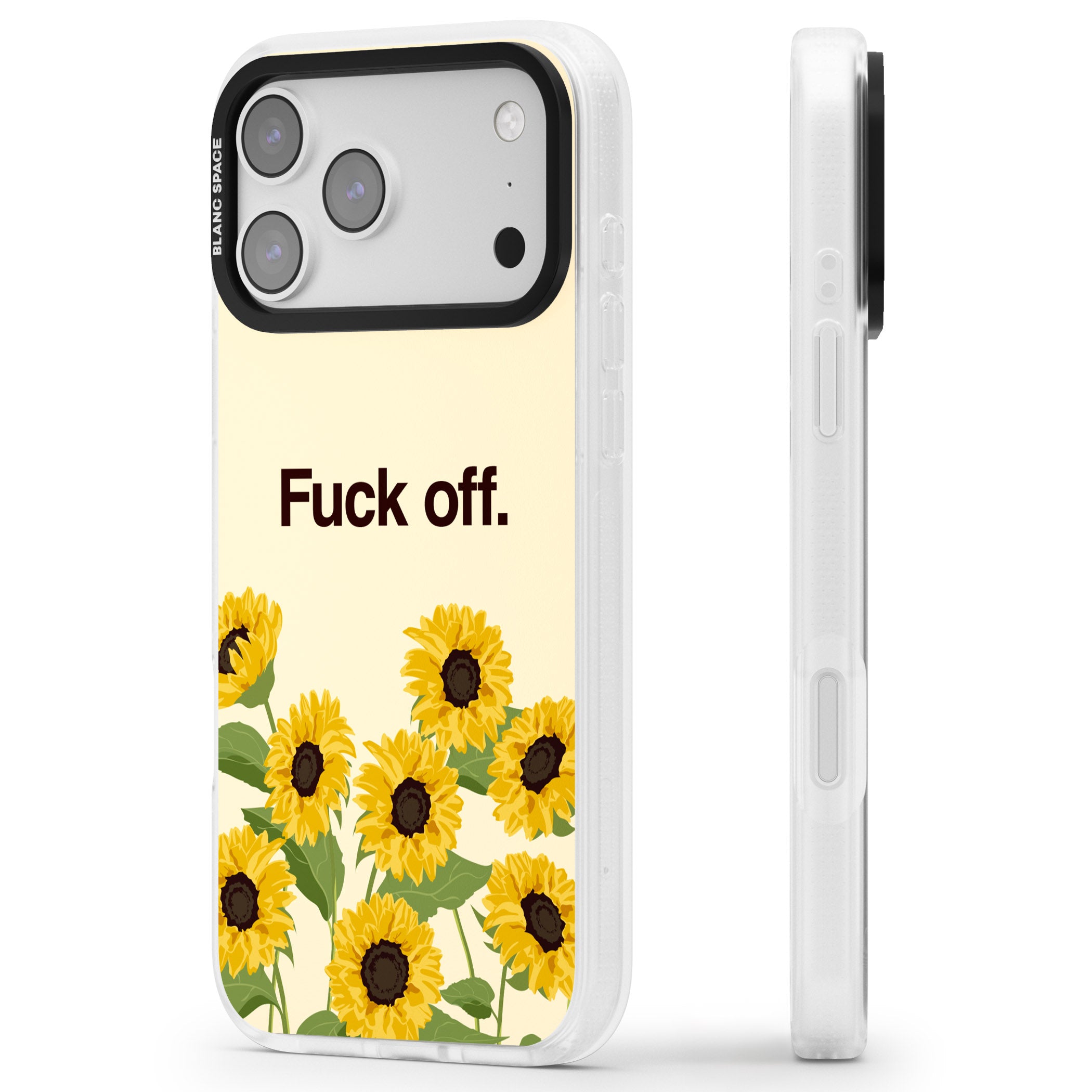 F*Ck Off iPhone 17 Pro Max Impact Air Clear Phone Case Side Profile