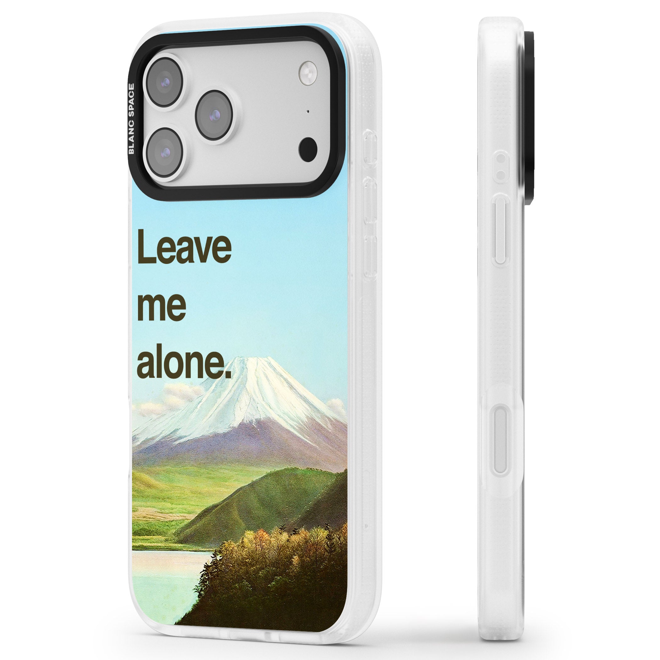 Leave Me Alone iPhone 17 Pro Max Impact Air Clear Phone Case Side Profile