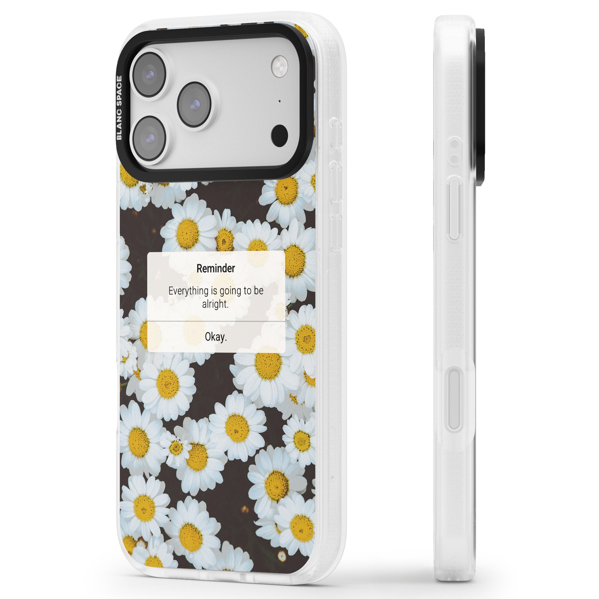 Daisy Reminder iPhone 17 Pro Max Impact Air Clear Phone Case Side Profile
