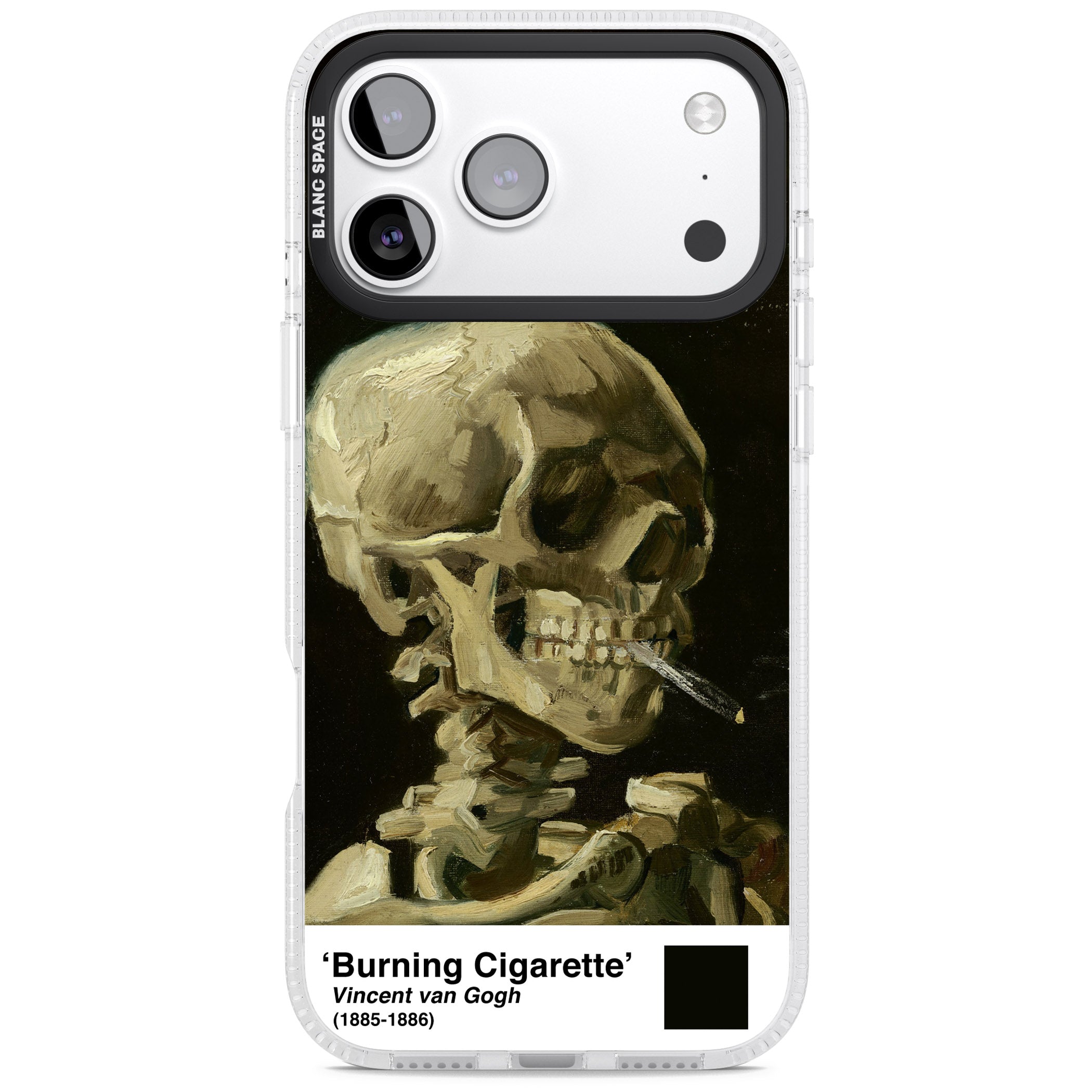 Skull Of A Skeleton With Burning Cigarette iPhone 17 Pro Max Impact Air Clear Phone Case