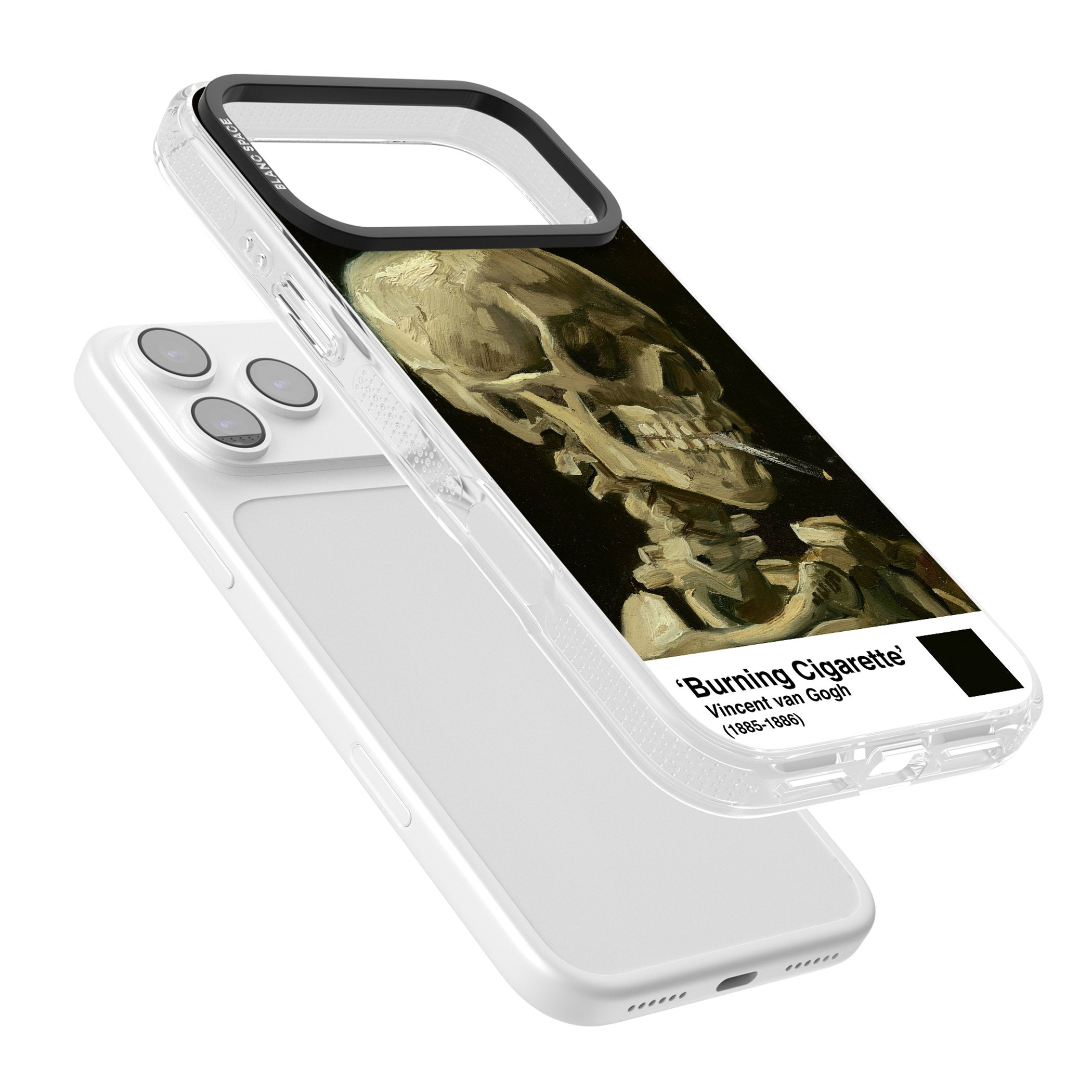 Skull Of A Skeleton With Burning Cigarette iPhone 17 Pro Max Impact Air Clear Phone Case Colours