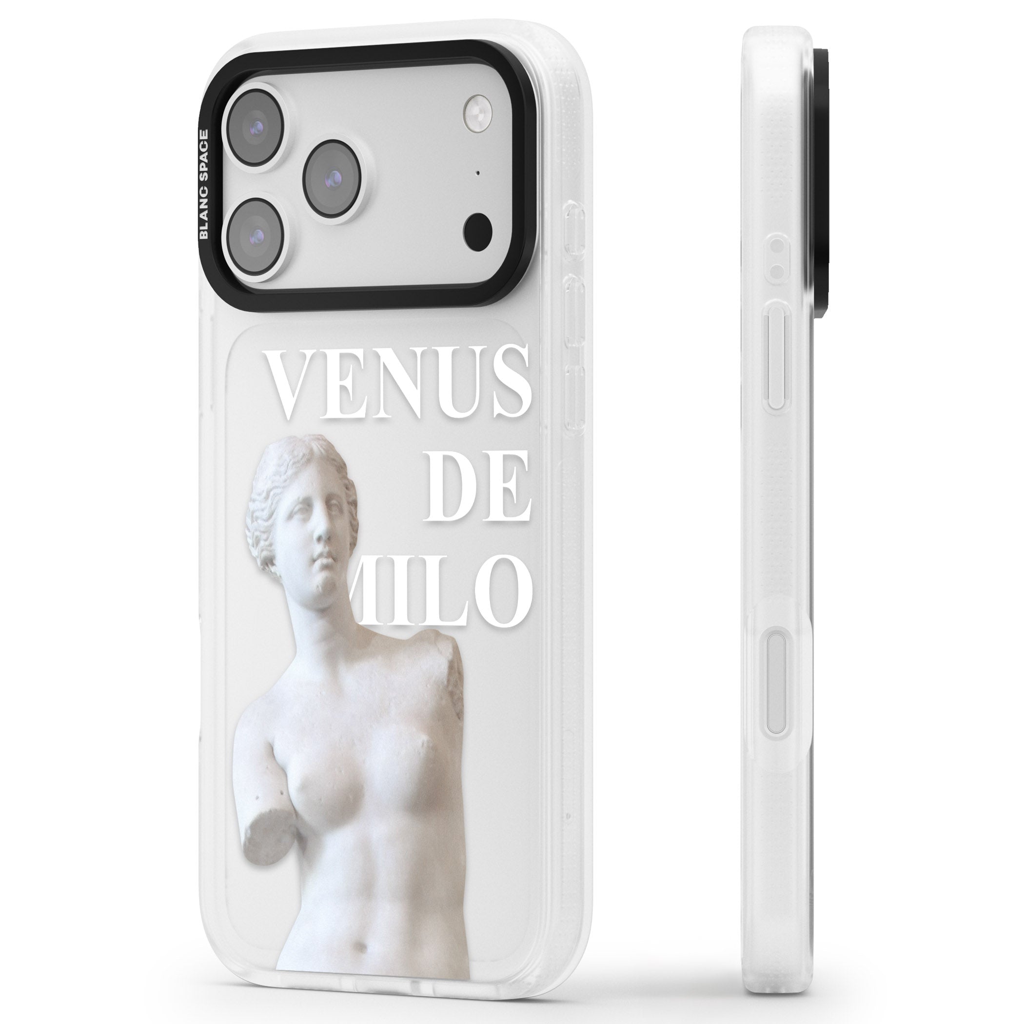 Venus De Milo Cutout iPhone 17 Pro Max Impact Air Clear Phone Case Side Profile