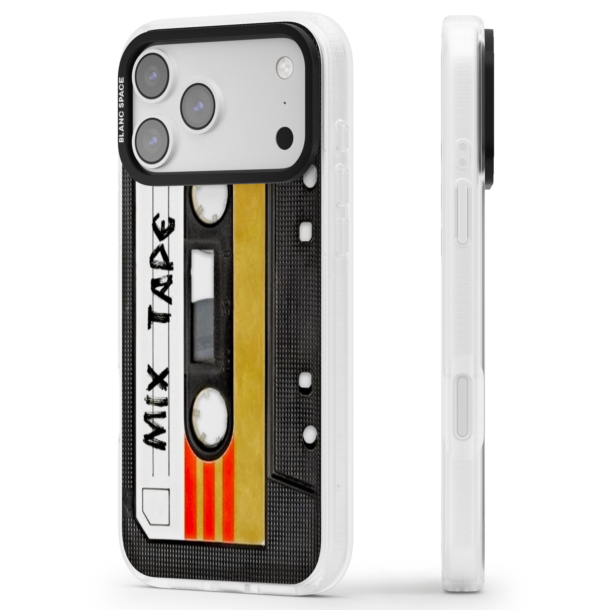 Retro Mix Tape iPhone 17 Pro Max Impact Air Clear Phone Case Side Profile