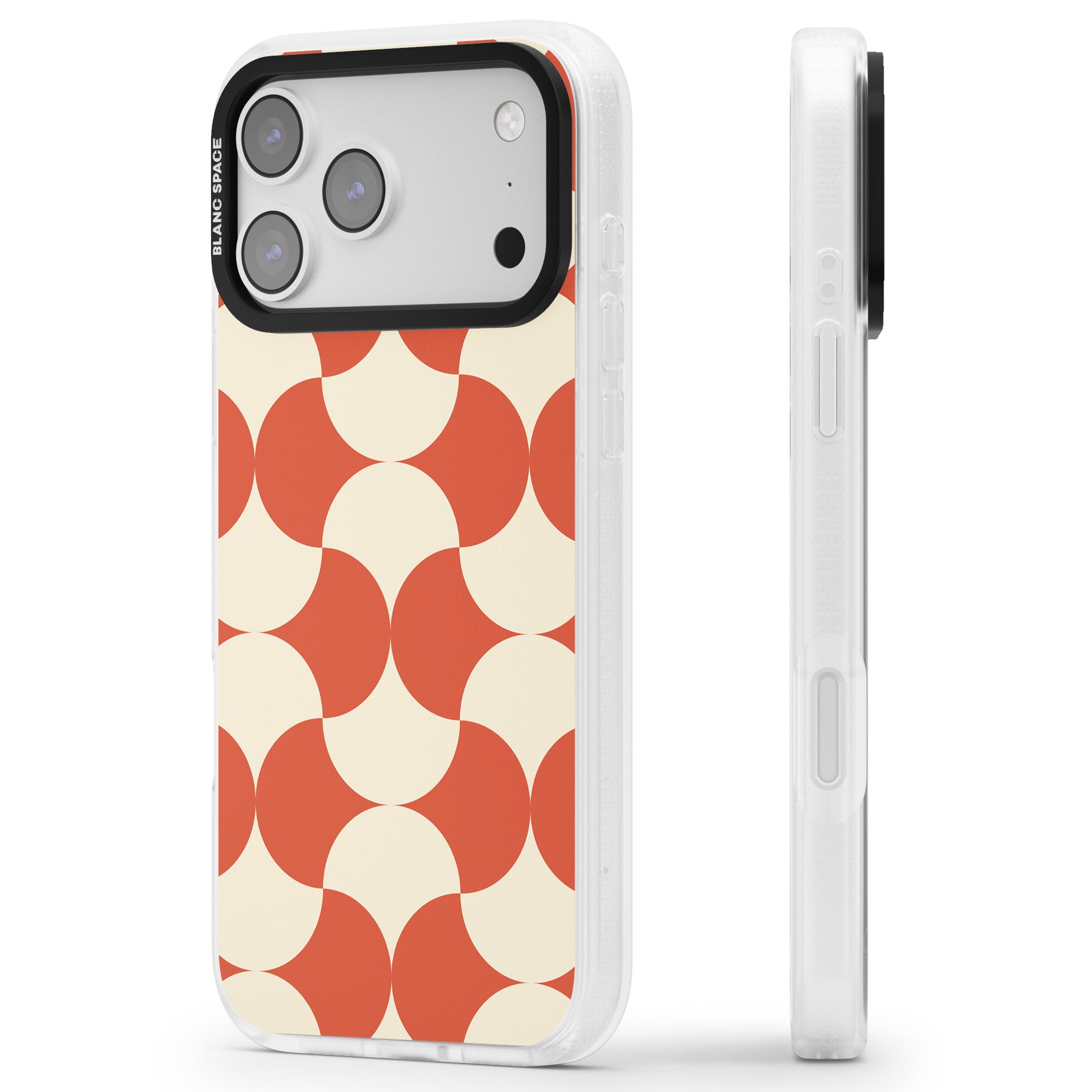 Abstract Retro Shapes iPhone 17 Pro Max Impact Air Clear Phone Case Side Profile