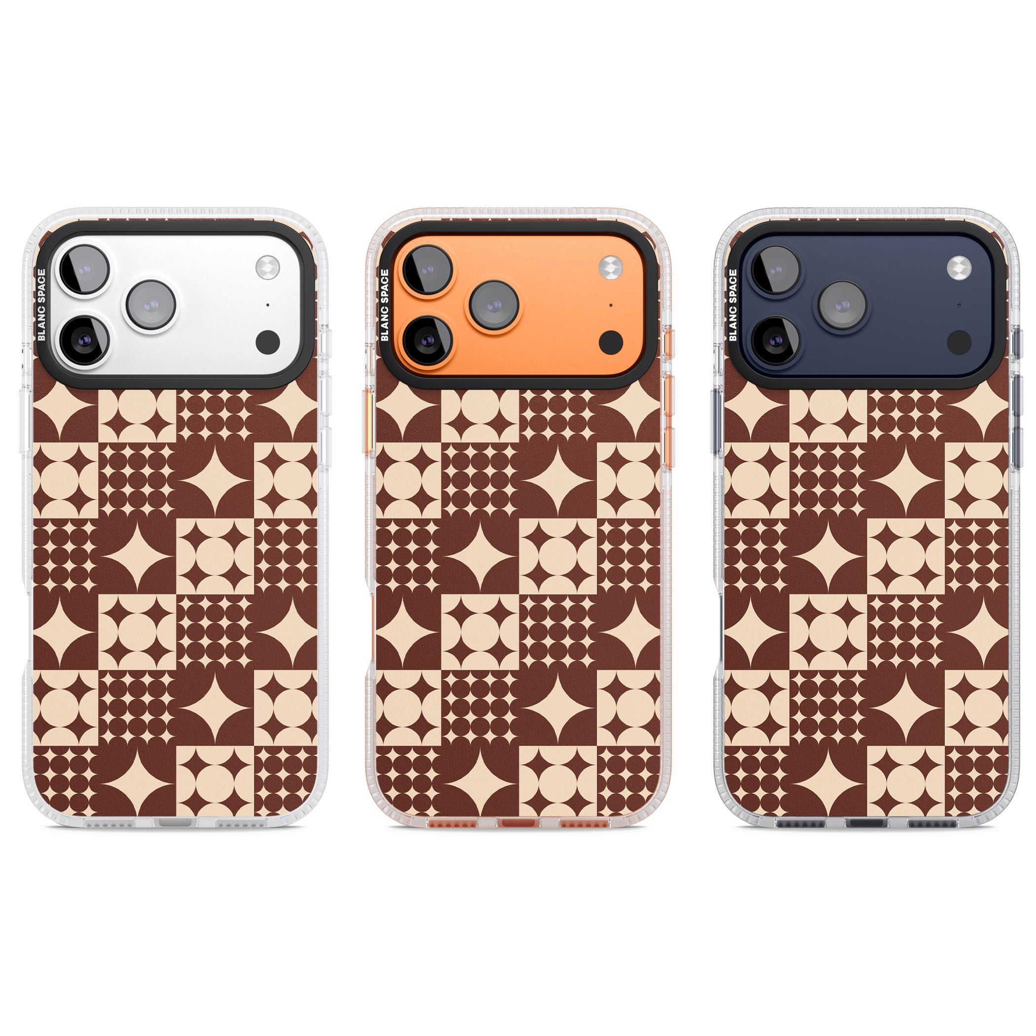 Mid Century Brown Checked iPhone 17 Pro Impact Air Clear Phone Case APT Impact Protection