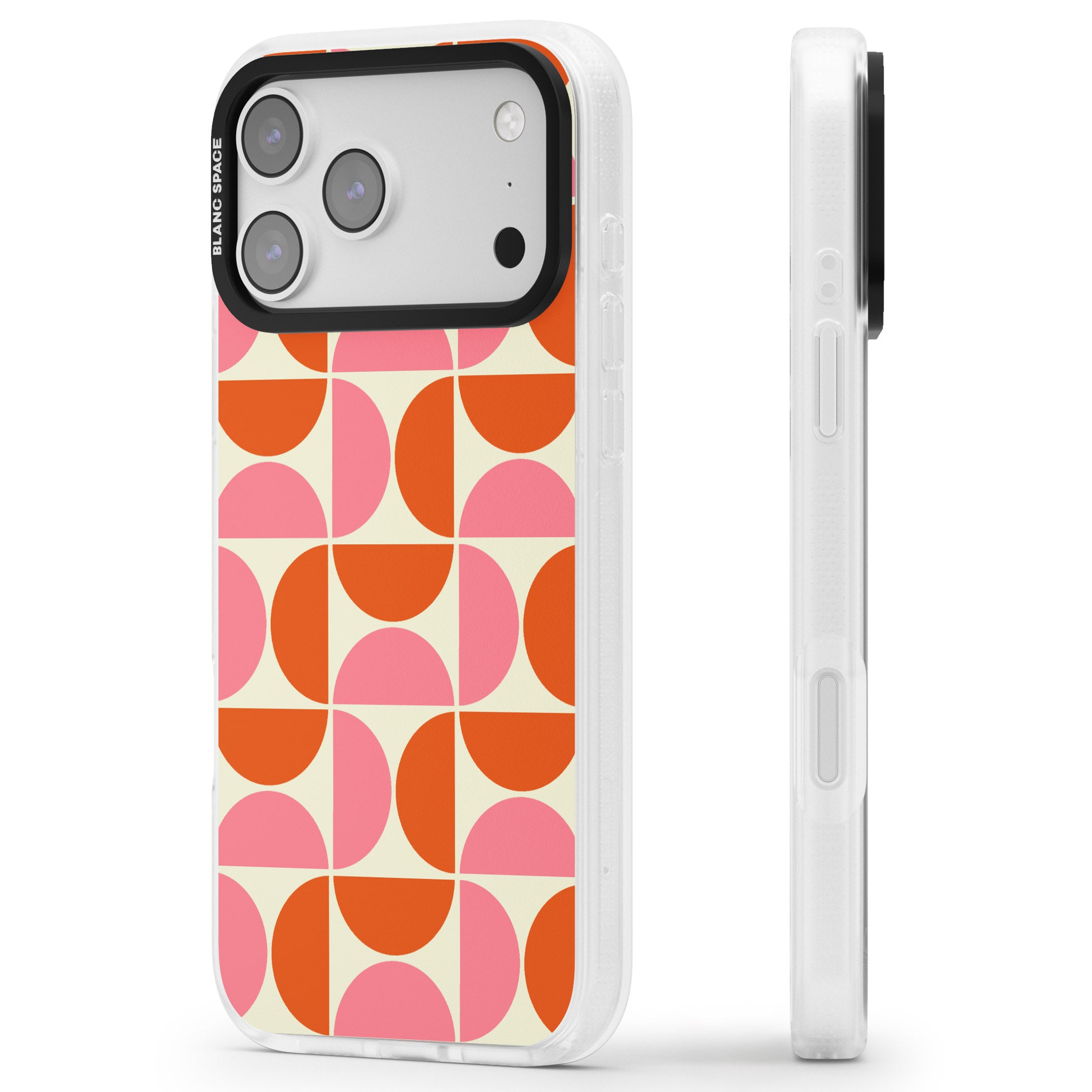 Retro Half Circle Pattern iPhone 17 Pro Max Impact Air Clear Phone Case Side Profile