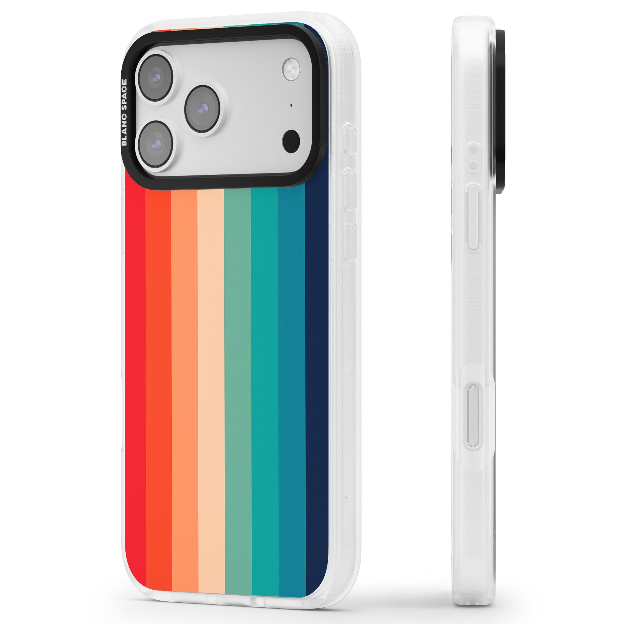 Retro 70'S Colour Palette iPhone 17 Pro Max Impact Air Clear Phone Case Side Profile