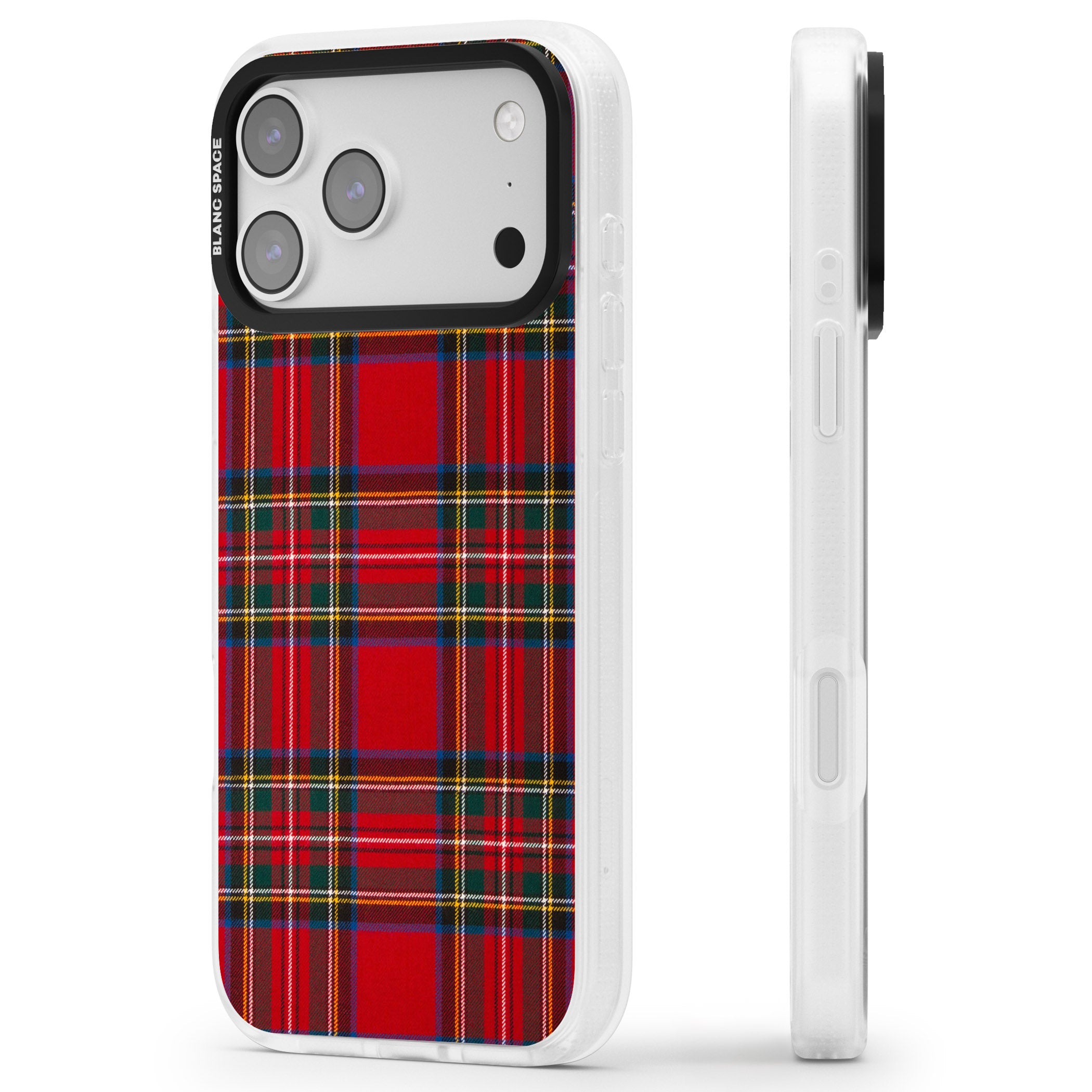 Royal Stewart Tartan iPhone 17 Pro Max Impact Air Clear Phone Case Side Profile