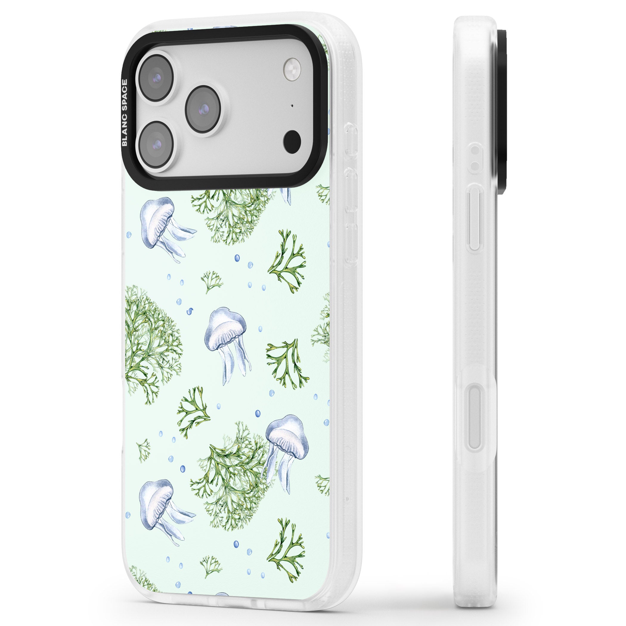 Jellyfish & Seaweed iPhone 17 Pro Max Impact Air Clear Phone Case Side Profile