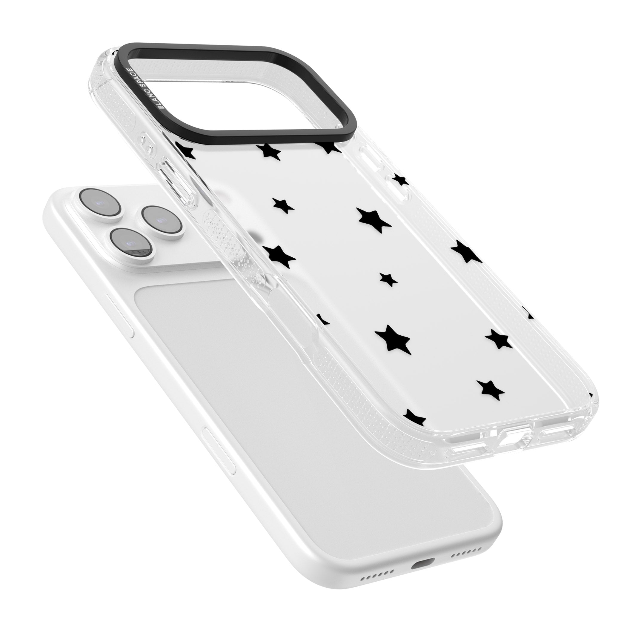Starry Night Black Stars iPhone 17 Pro Max Impact Air Clear Phone Case Colours