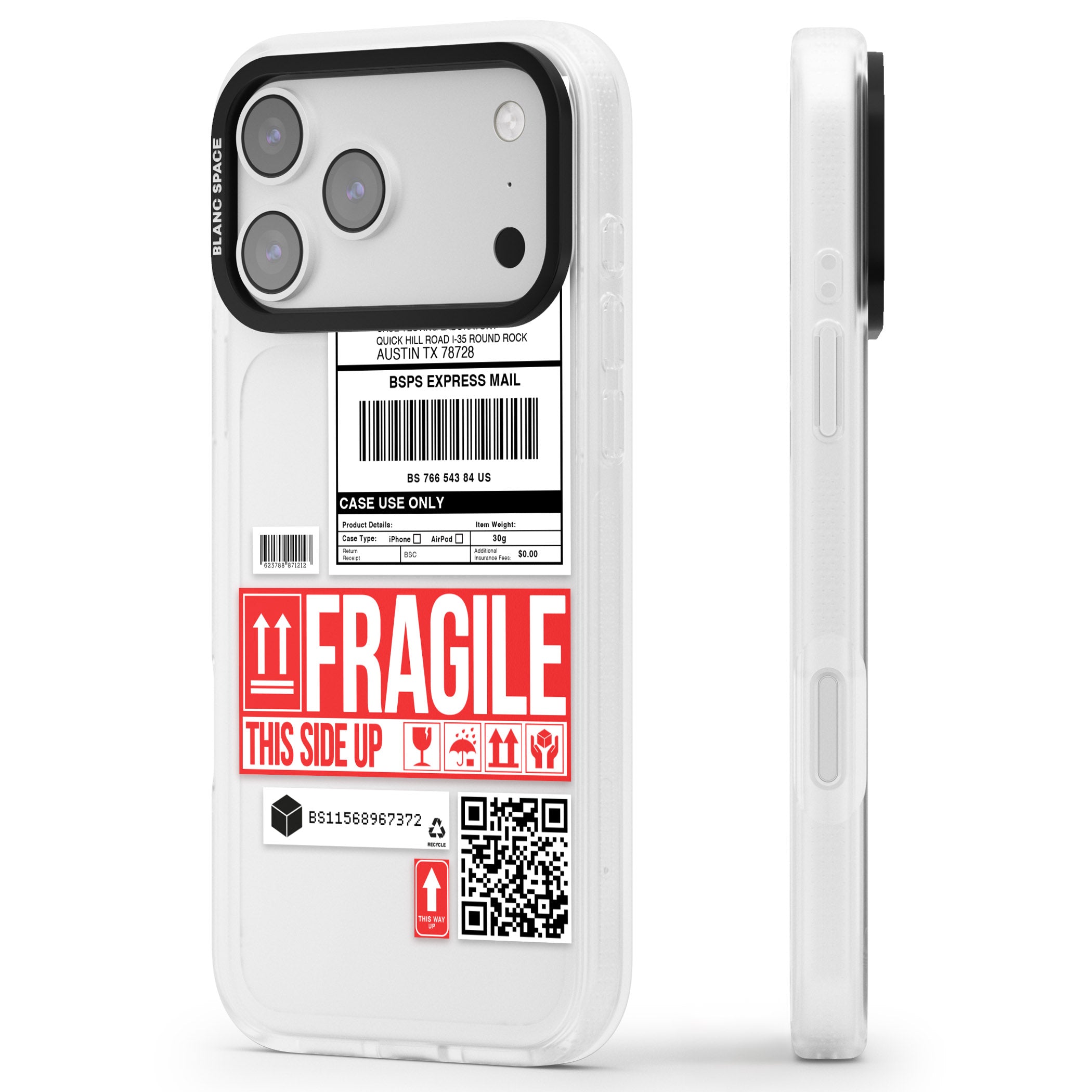 Shipping Label iPhone 17 Pro Max Impact Air Clear Phone Case Side Profile