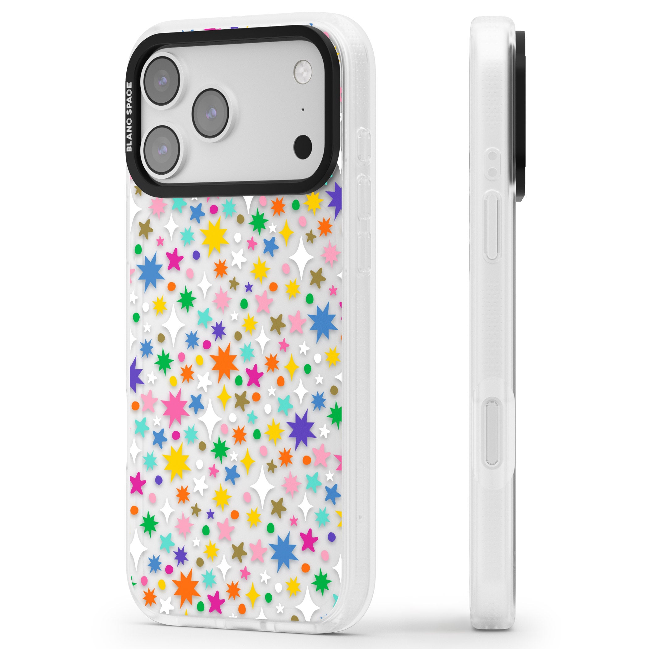 Rainbow Starburst iPhone 17 Pro Max Impact Air Clear Phone Case Side Profile