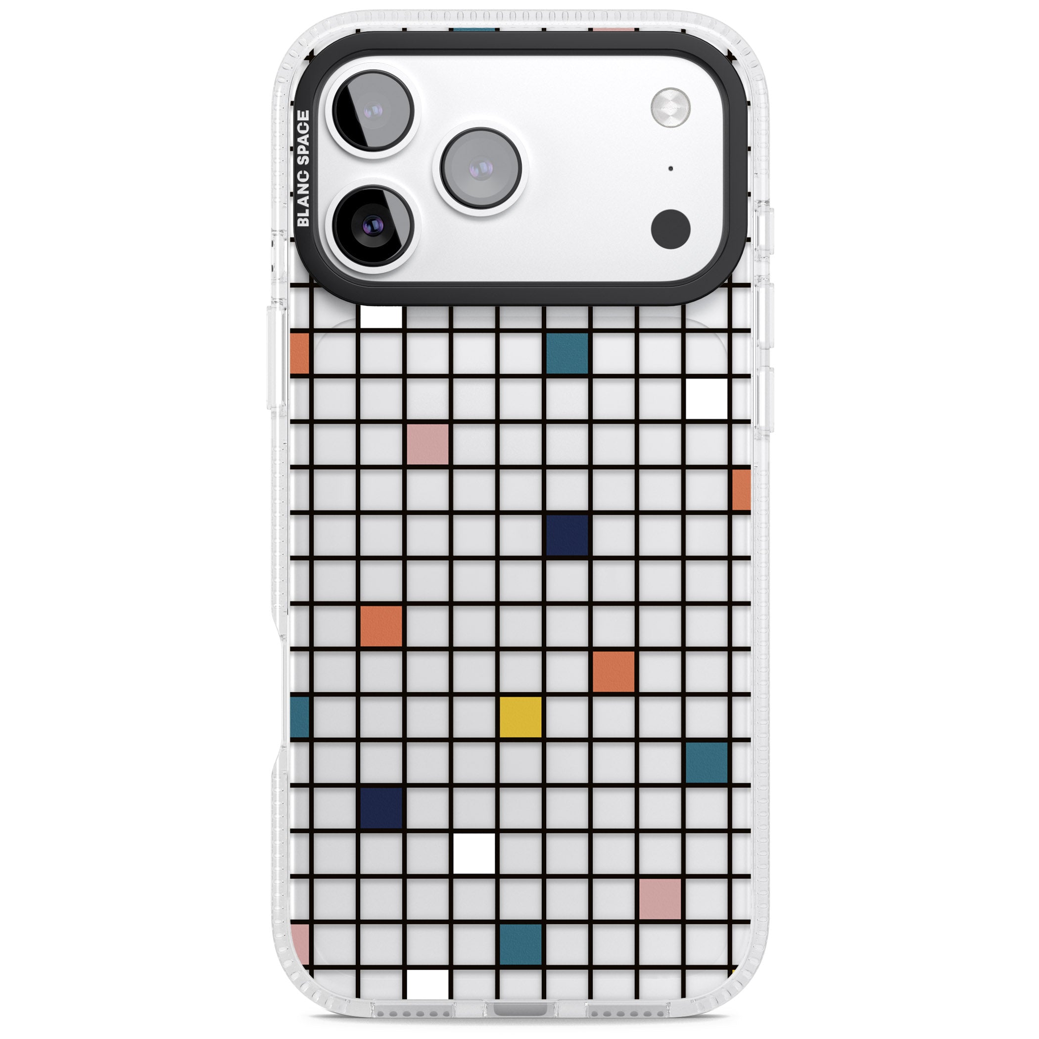 Earthtone Clear Geometric Grid iPhone 17 Pro Max Impact Air Clear Phone Case