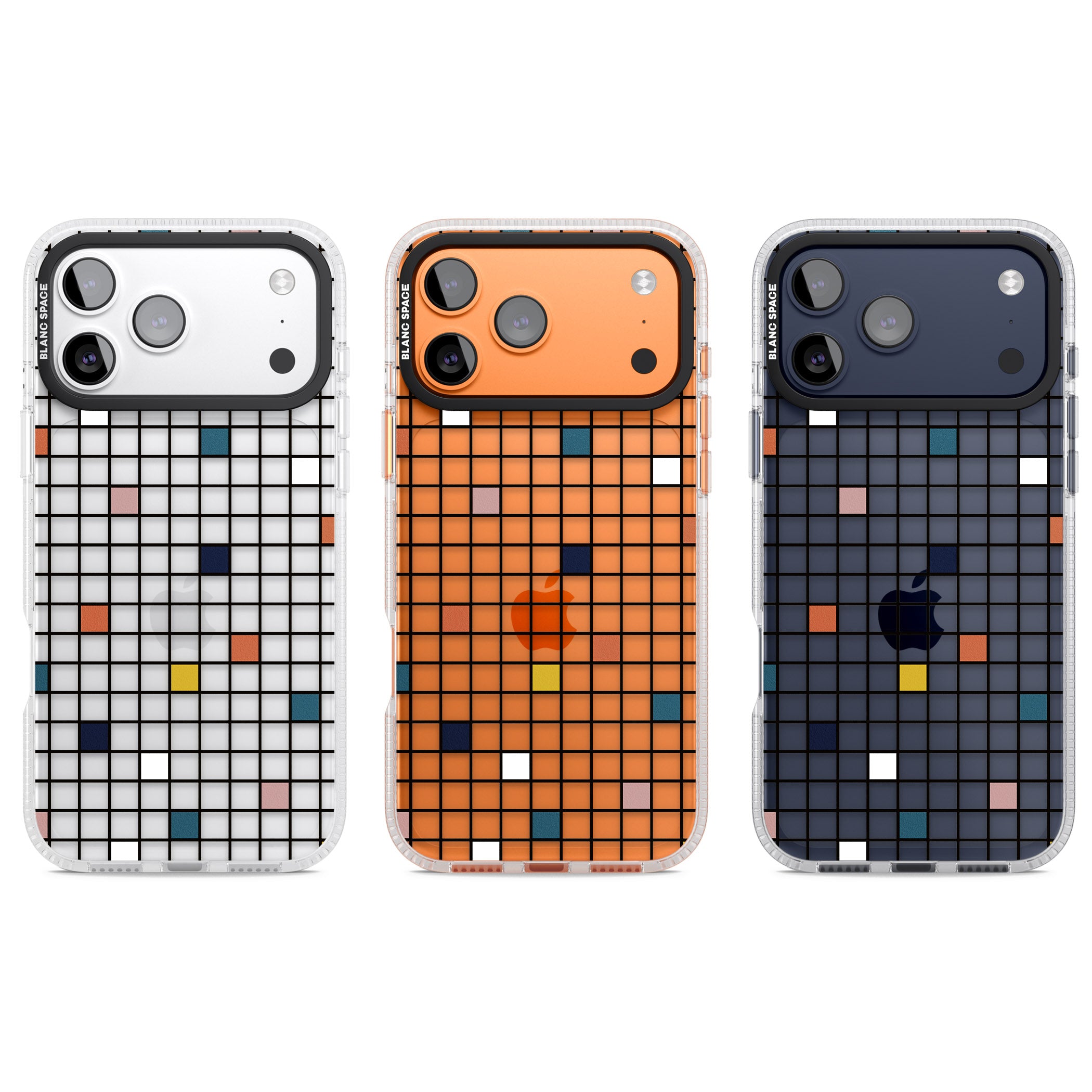 Earthtone Clear Geometric Grid iPhone 17 Pro Impact Air Clear Phone Case APT Impact Protection