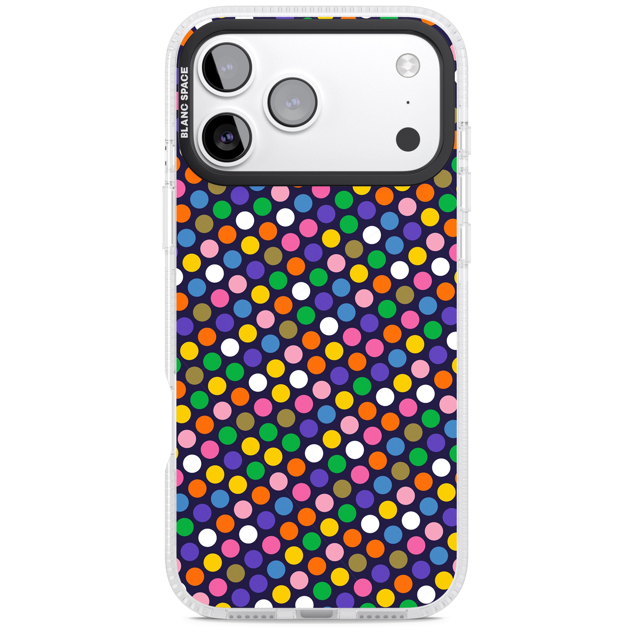Multicolour Polka Dot Fiesta (Purple) iPhone 17 Pro Max Impact Air Clear Phone Case