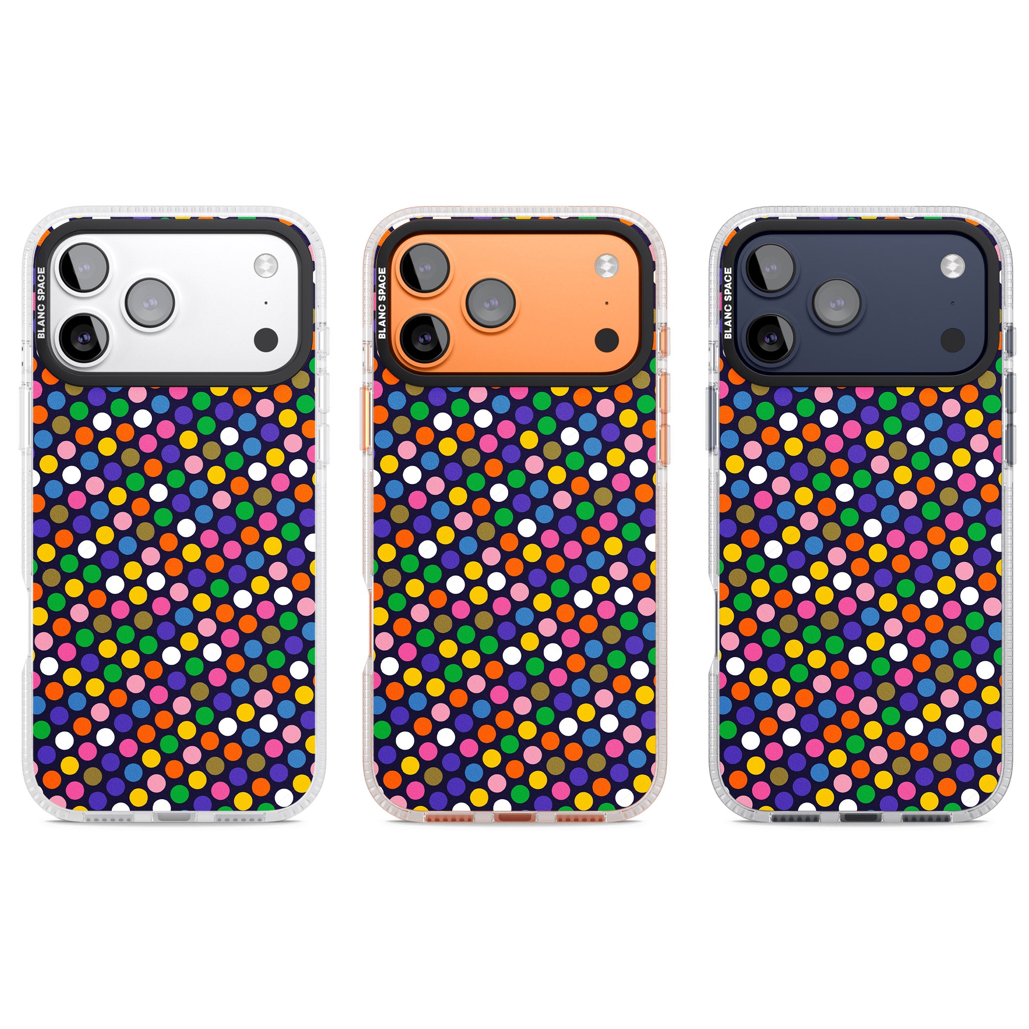 Multicolour Polka Dot Fiesta (Purple) iPhone 17 Pro Impact Air Clear Phone Case APT Impact Protection