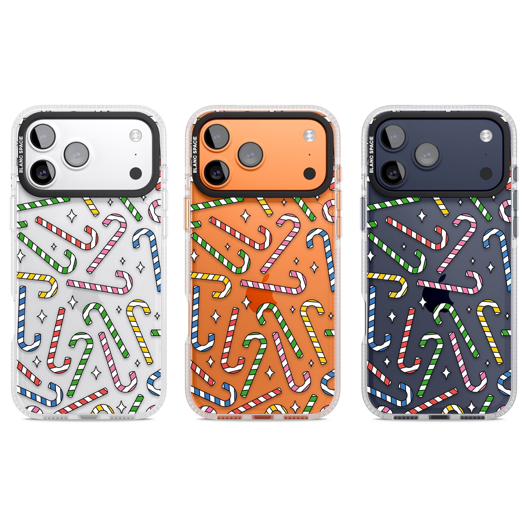 Colourful Stars & Candy Canes iPhone 17 Pro Impact Air Clear Phone Case APT Impact Protection
