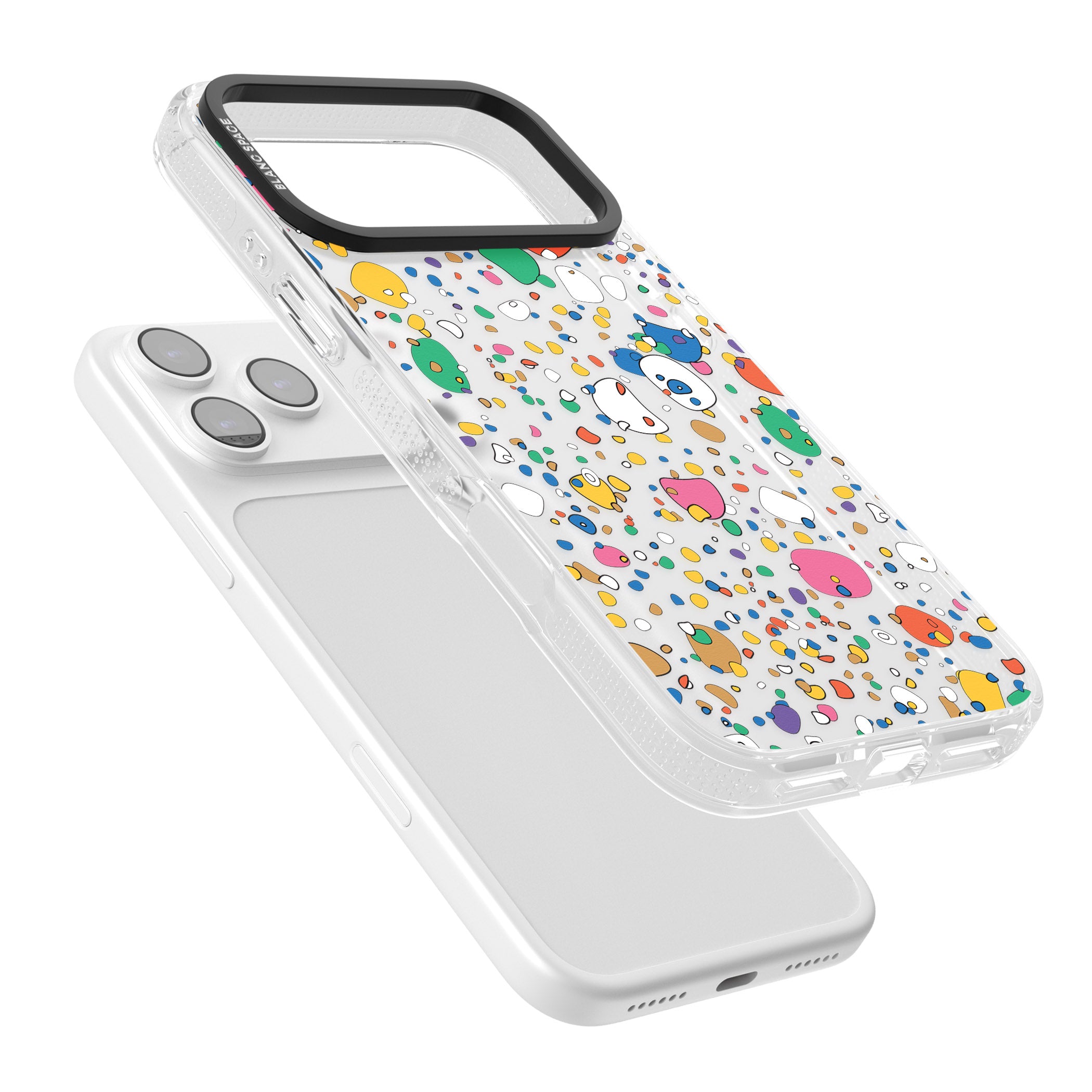 Colourful Confetti Pebbles iPhone 17 Pro Max Impact Air Clear Phone Case Colours