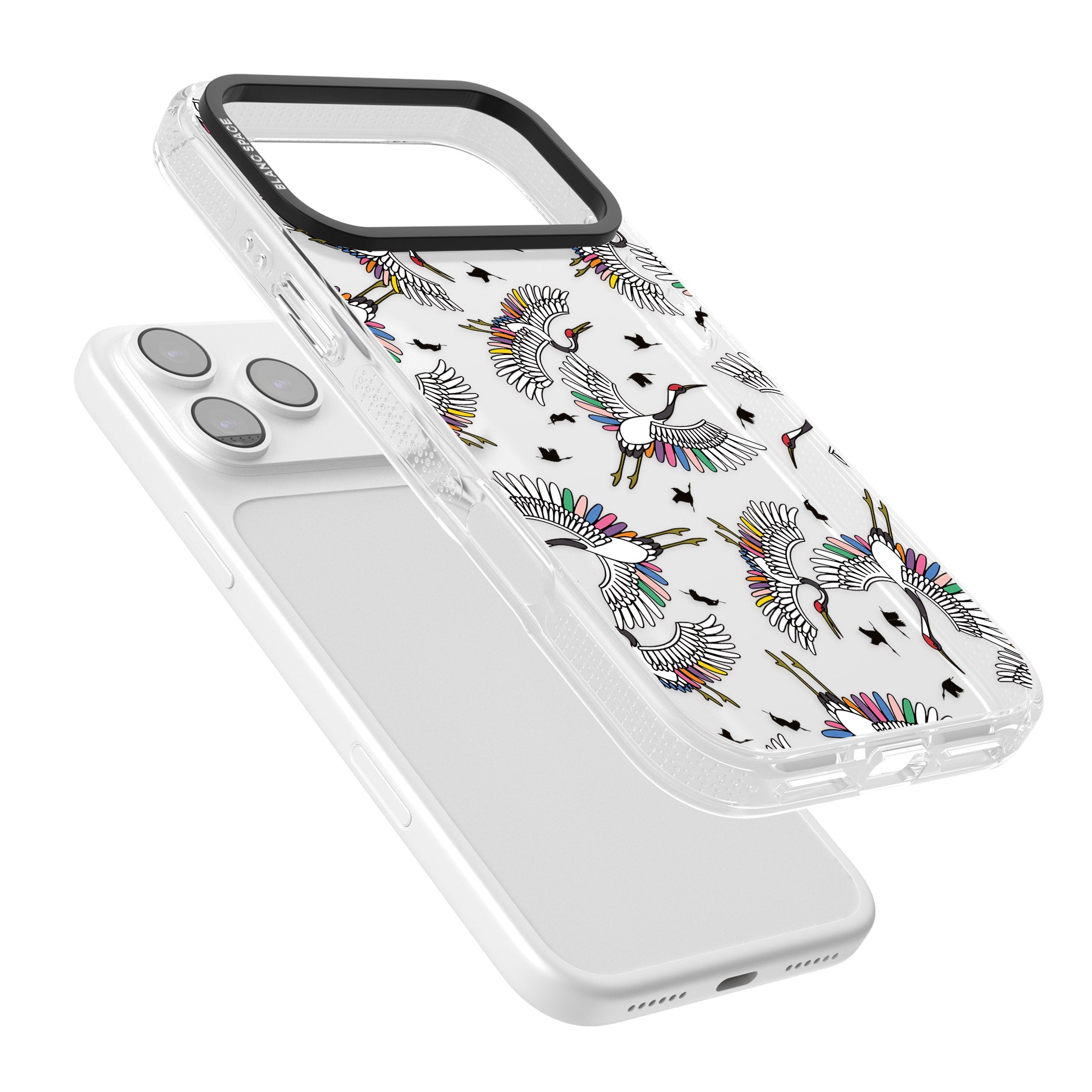 Colourful Crane Pattern iPhone 17 Pro Max Impact Air Clear Phone Case Colours