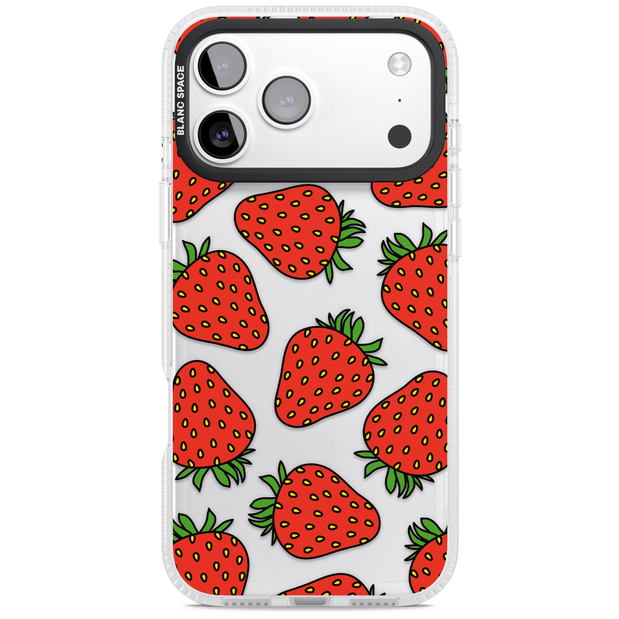 Strawberry Pattern iPhone 17 Pro Max Impact Air Clear Phone Case
