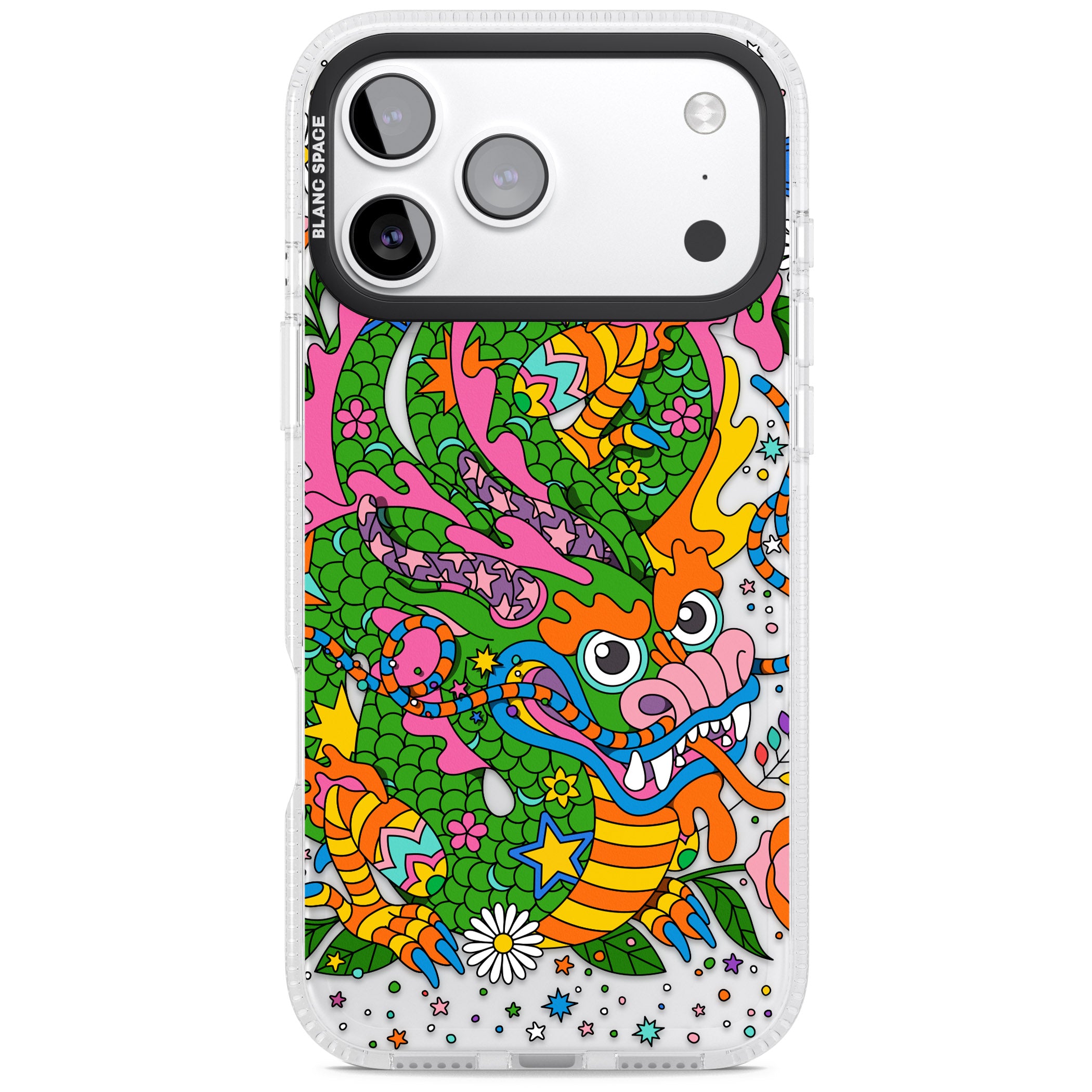Psychedelic Jungle Dragon iPhone 17 Pro Max Impact Air Clear Phone Case