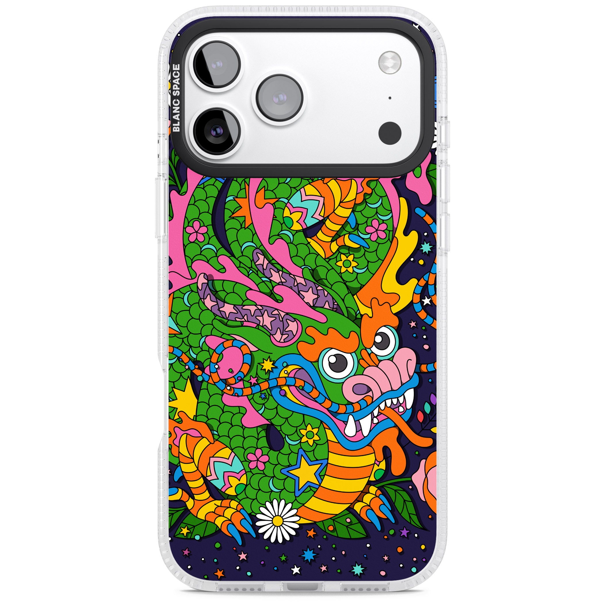 Psychedelic Jungle Dragon (Purple) iPhone 17 Pro Max Impact Air Clear Phone Case