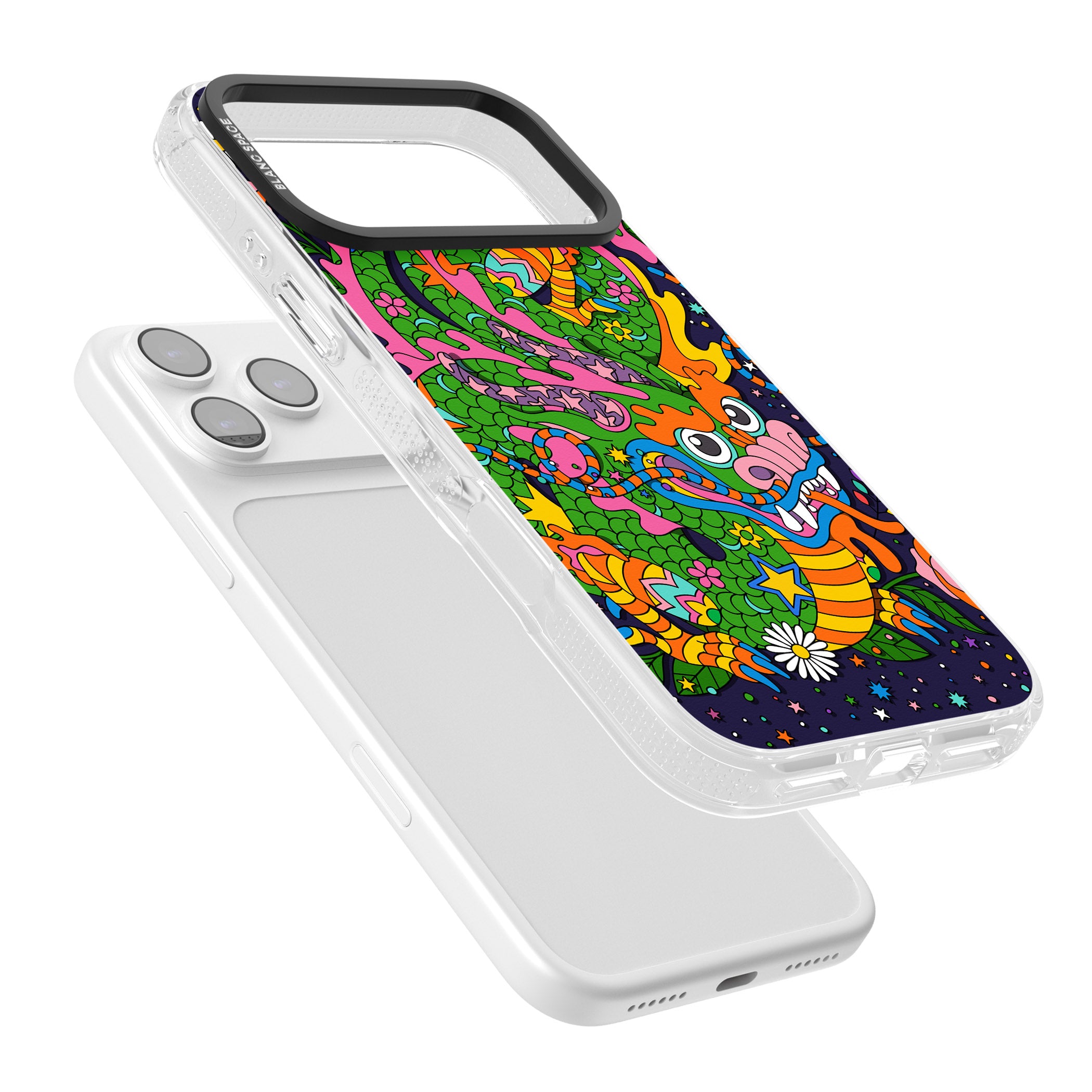 Psychedelic Jungle Dragon (Purple) iPhone 17 Pro Max Impact Air Clear Phone Case Colours
