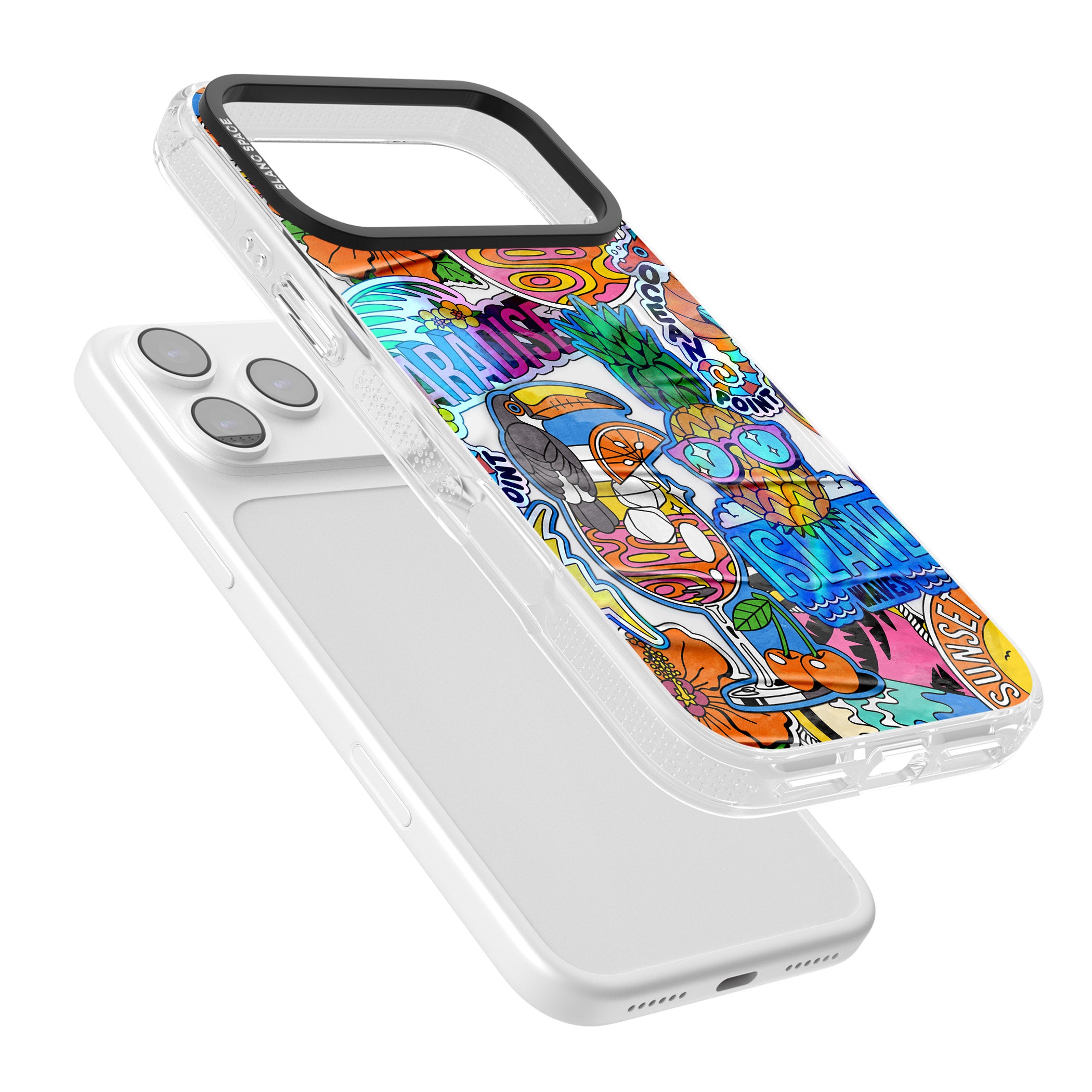 Tropical Vibes Collage iPhone 17 Pro Max Impact Air Clear Phone Case Colours