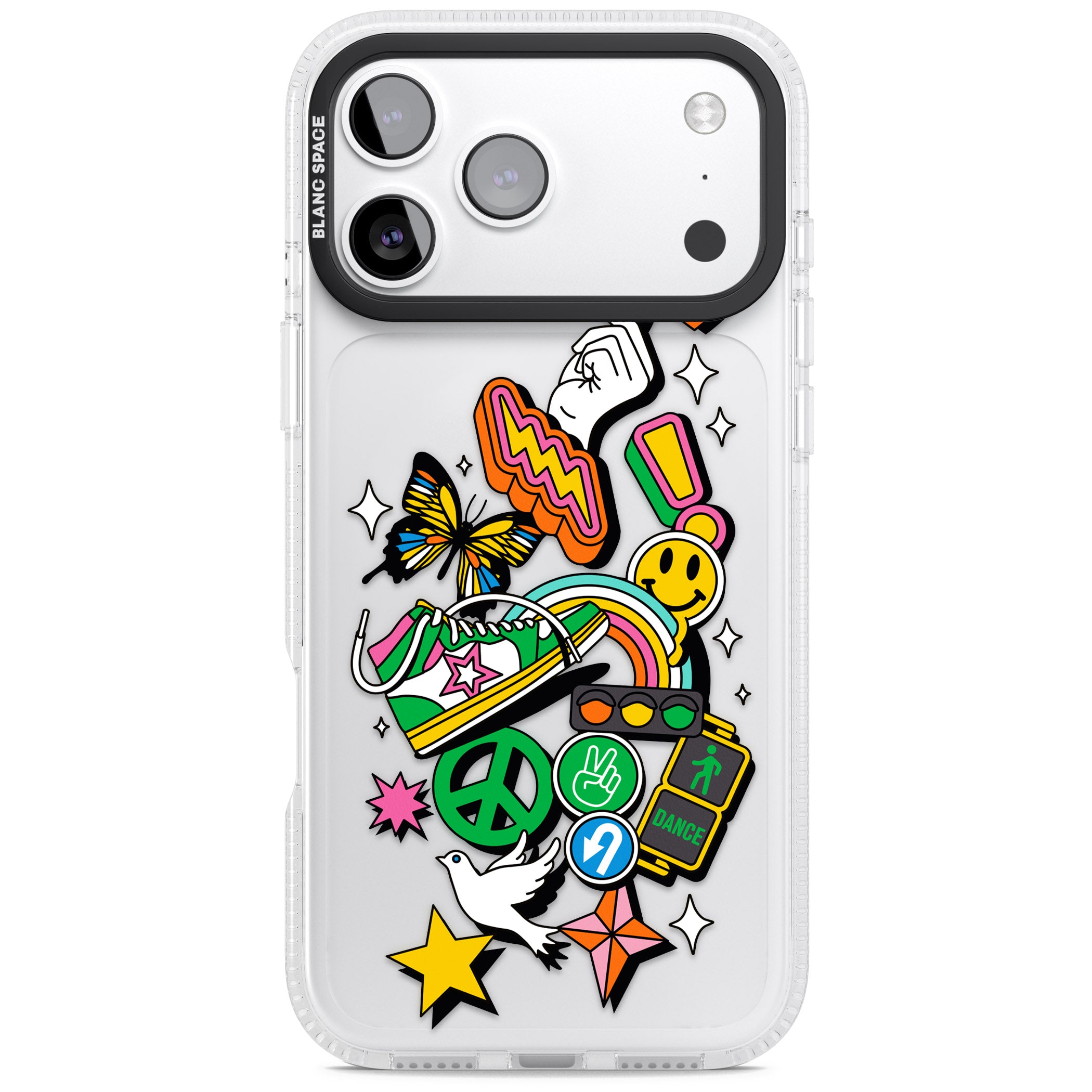 Nostalgic Sticker Collage iPhone 17 Pro Max Impact Air Clear Phone Case