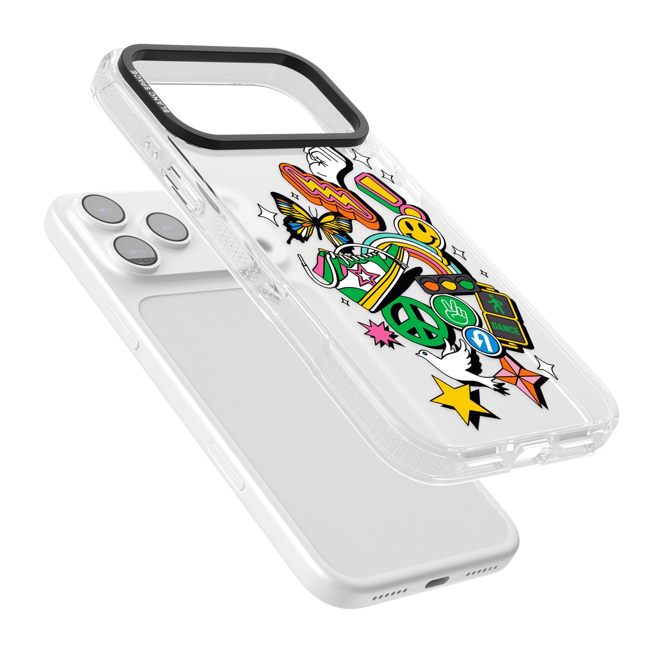 Nostalgic Sticker Collage iPhone 17 Pro Max Impact Air Clear Phone Case Colours