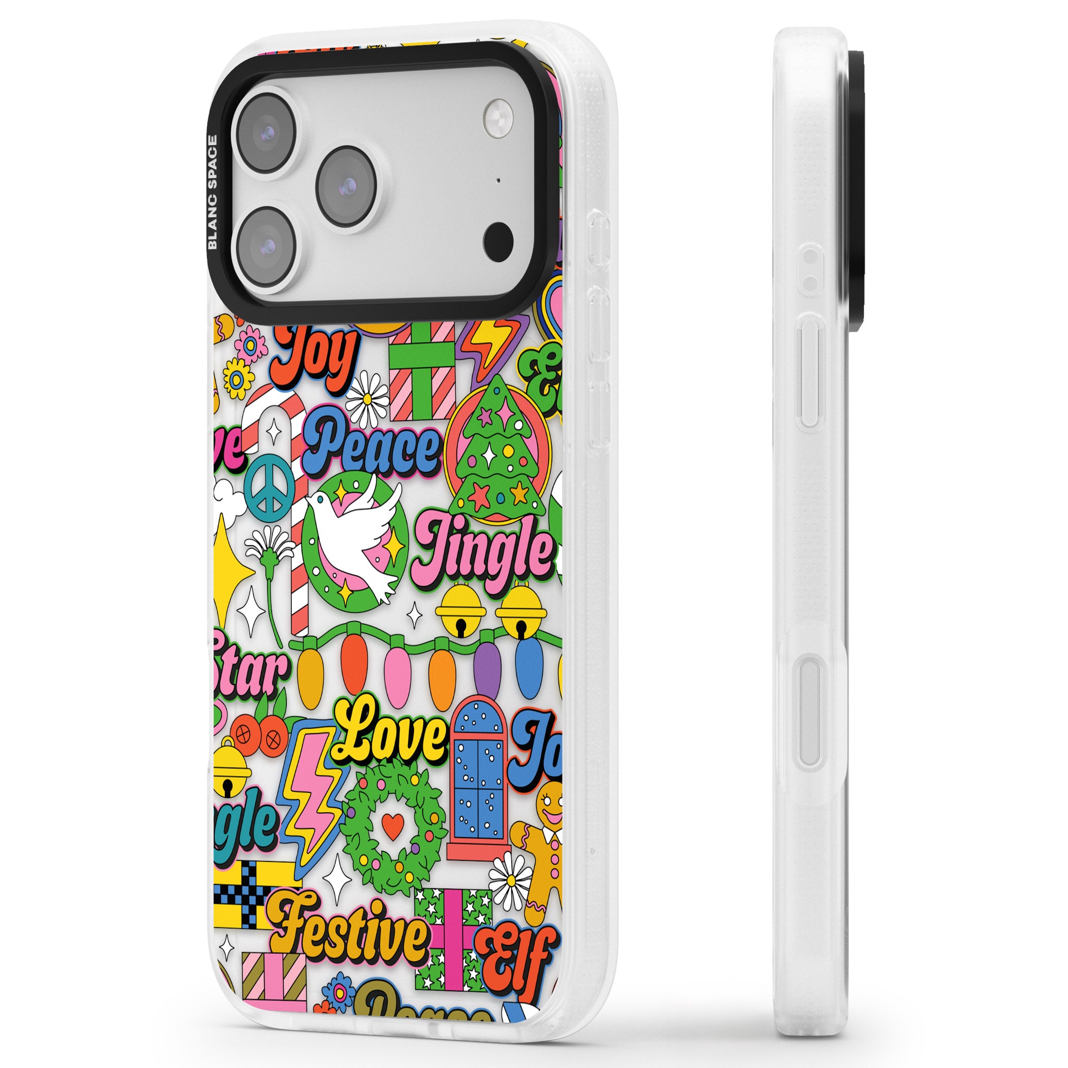 Peace & Festivities iPhone 17 Pro Max Impact Air Clear Phone Case Side Profile