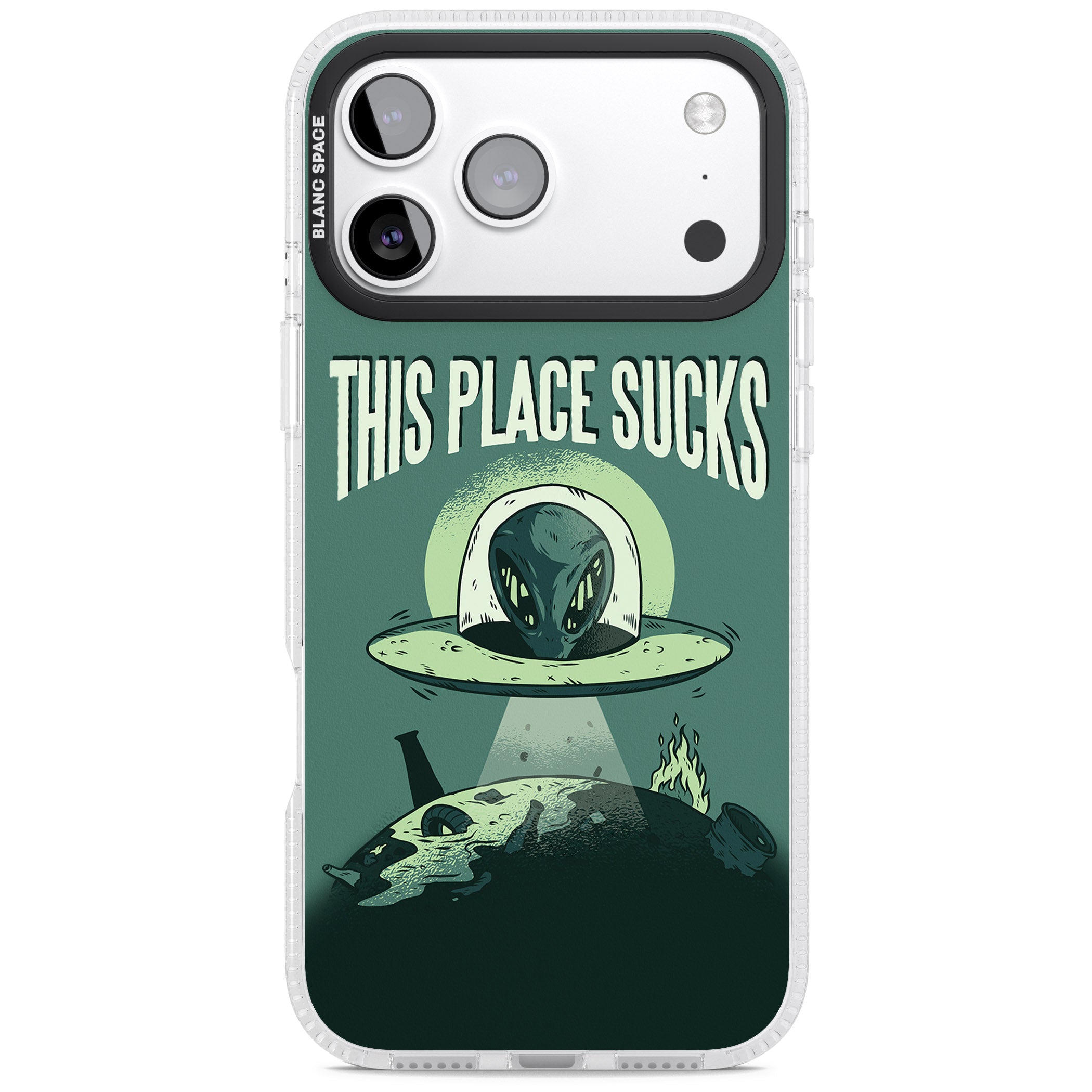 Earth Sucks iPhone 17 Pro Max Impact Air Clear Phone Case