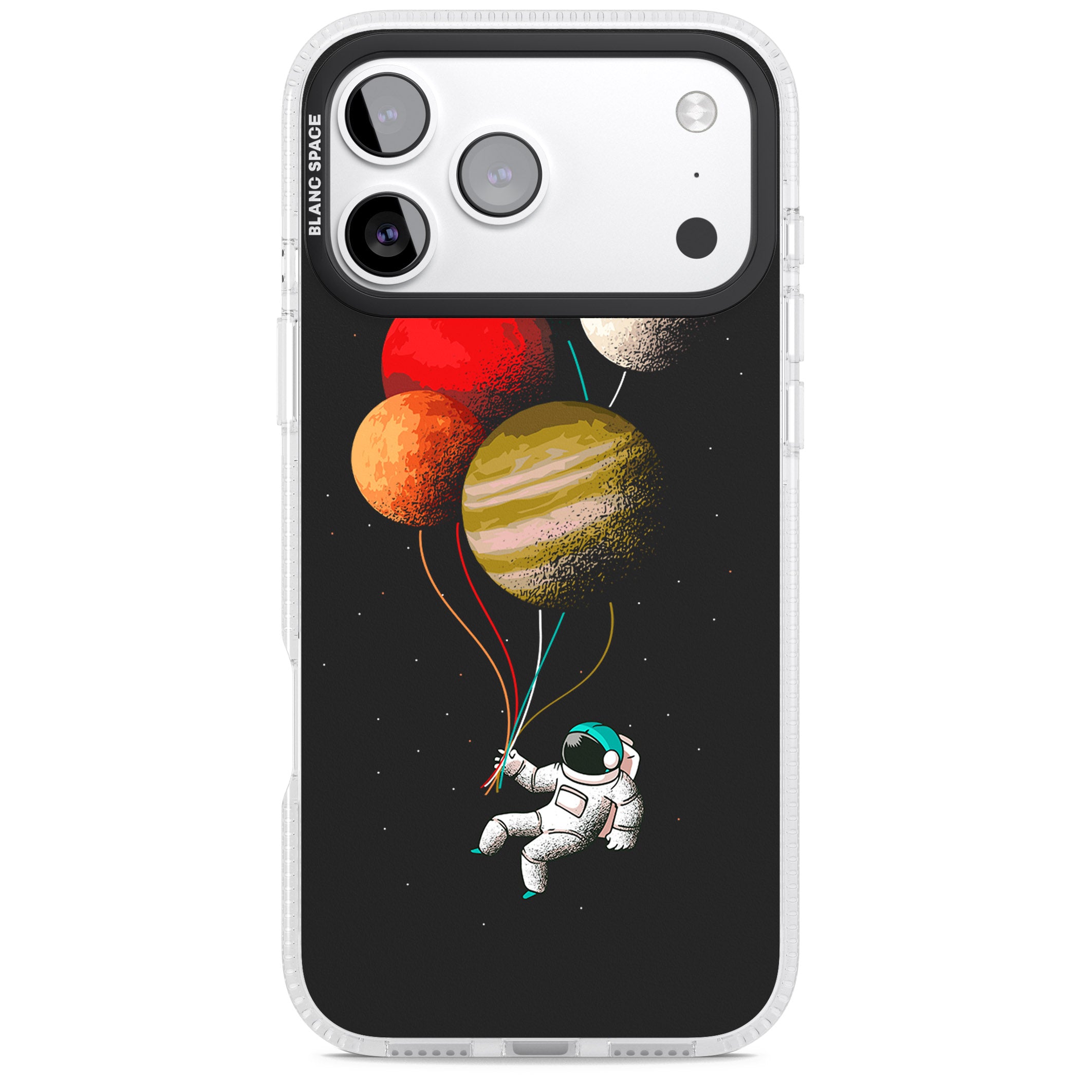 Astronaut Balloon Planets iPhone 17 Pro Max Impact Air Clear Phone Case